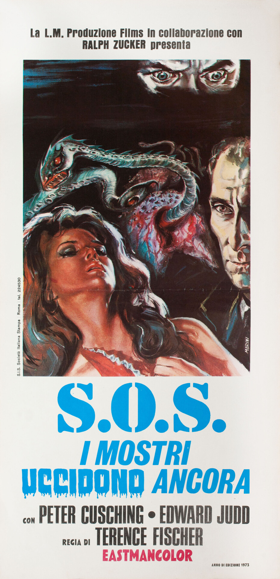 Остров Террора (Island of Terror, 1966), режиссёр Теренс Фишер, итальянский постер к фильму, автор Морини (ужасы, 1973 год)