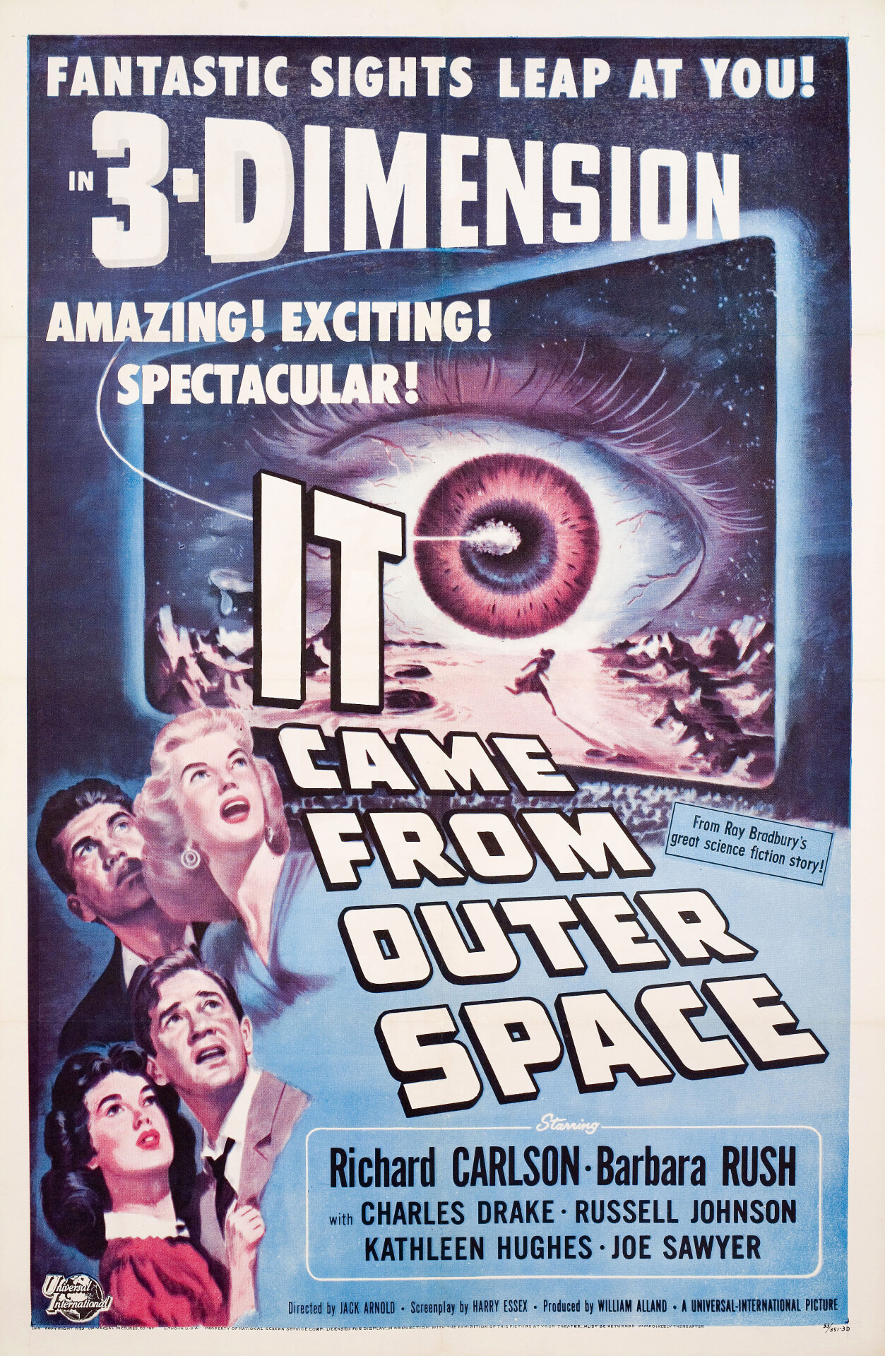 Это прибыло из космоса (It Came from Outer Space, 1953), режиссёр Джек Арнольд, американский постер к фильму (ужасы, 1953 год)