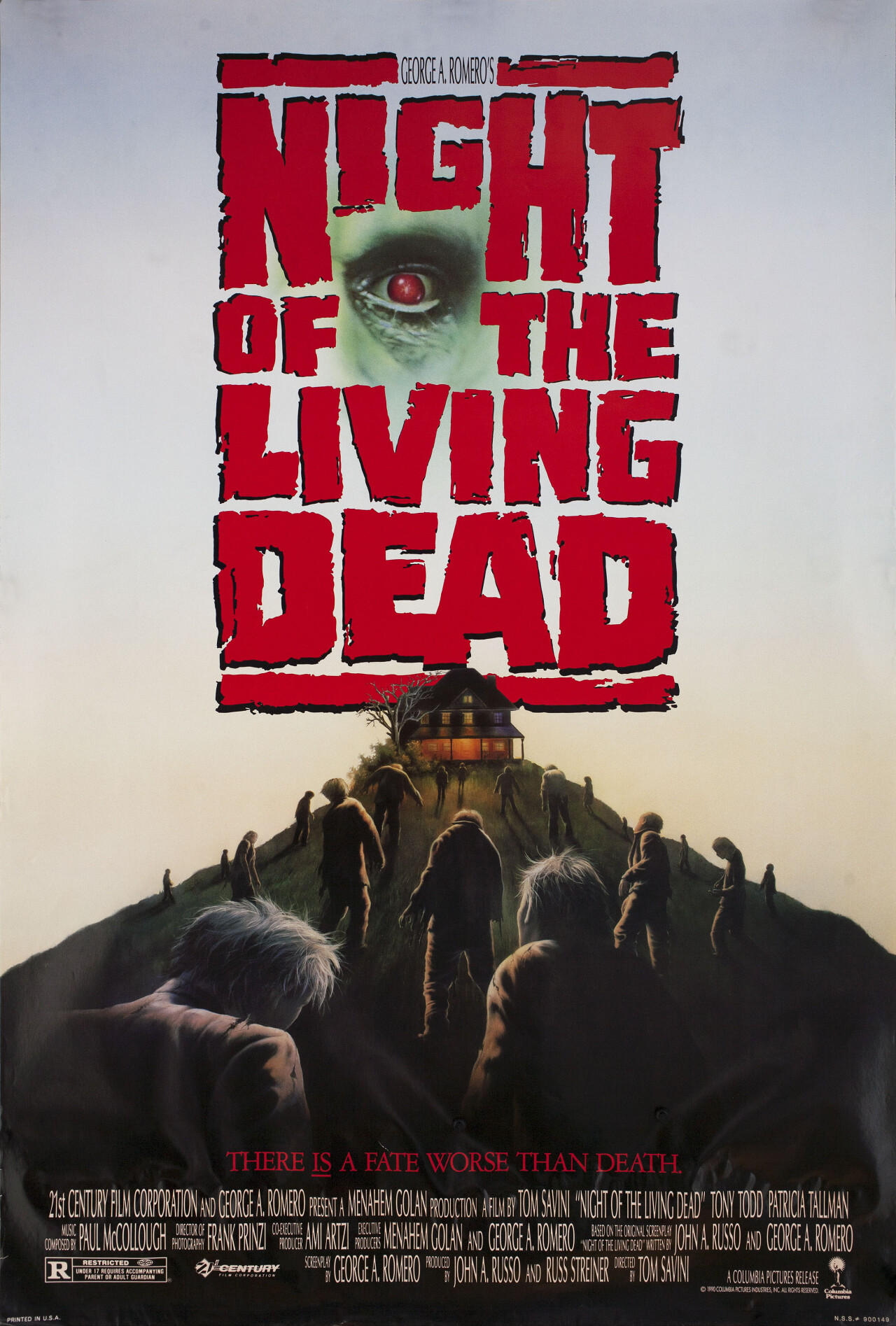 Ночь живых мертвецов (Night of the Living Dead, 1990), режиссёр Том Савини, американский постер к фильму (ужасы, 1990 год)