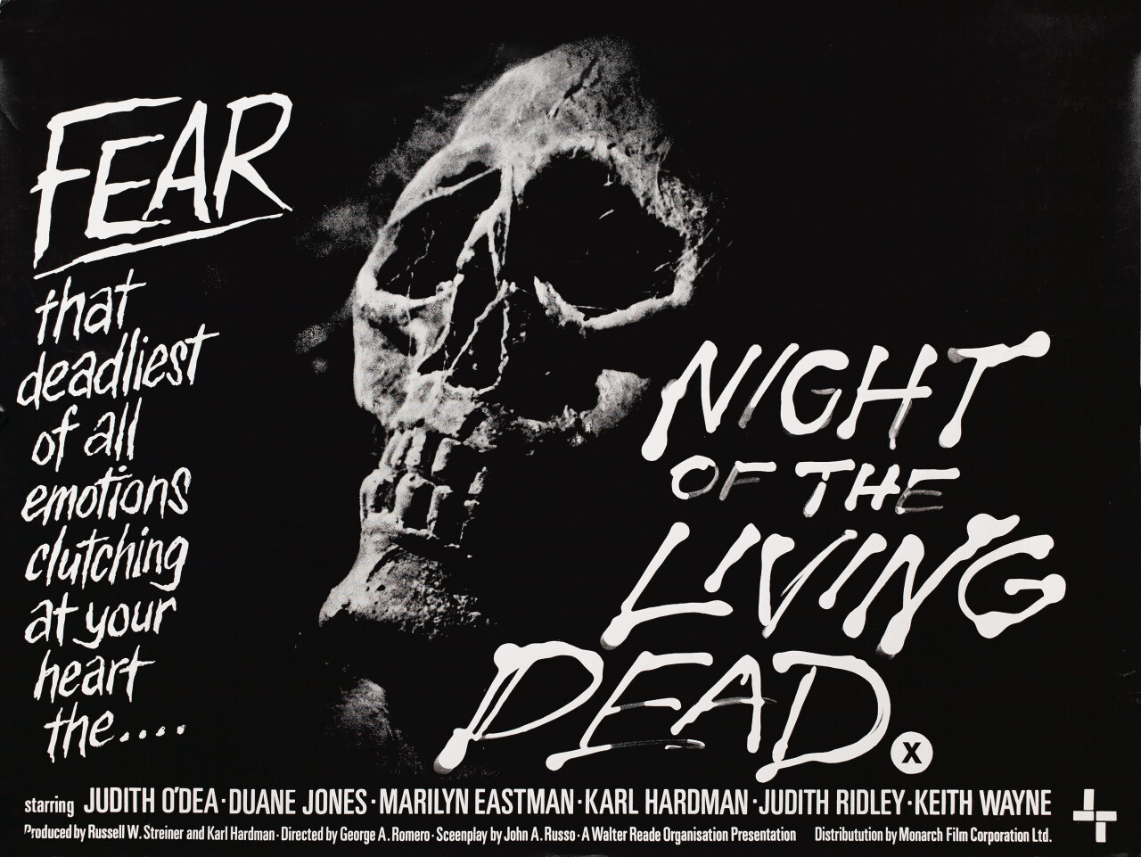 Ночь живых мертвецов (Night of the Living Dead, 1968), режиссёр Джордж А. Ромеро, британский постер к фильму (зомби, 1968 год)