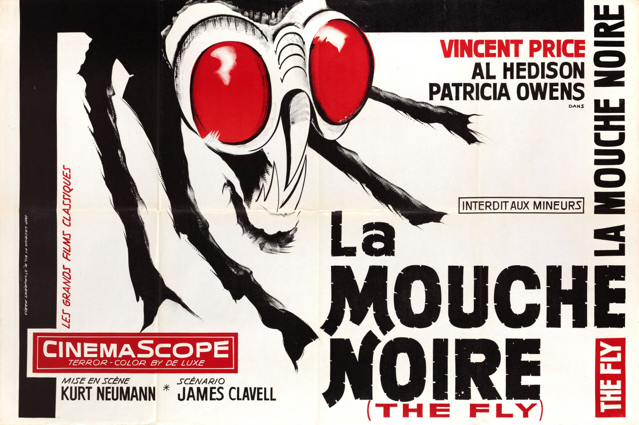 Муха (The Fly, 1958), режиссёр Курт Нойманн, французский постер к фильму (ужасы, 1970 год)