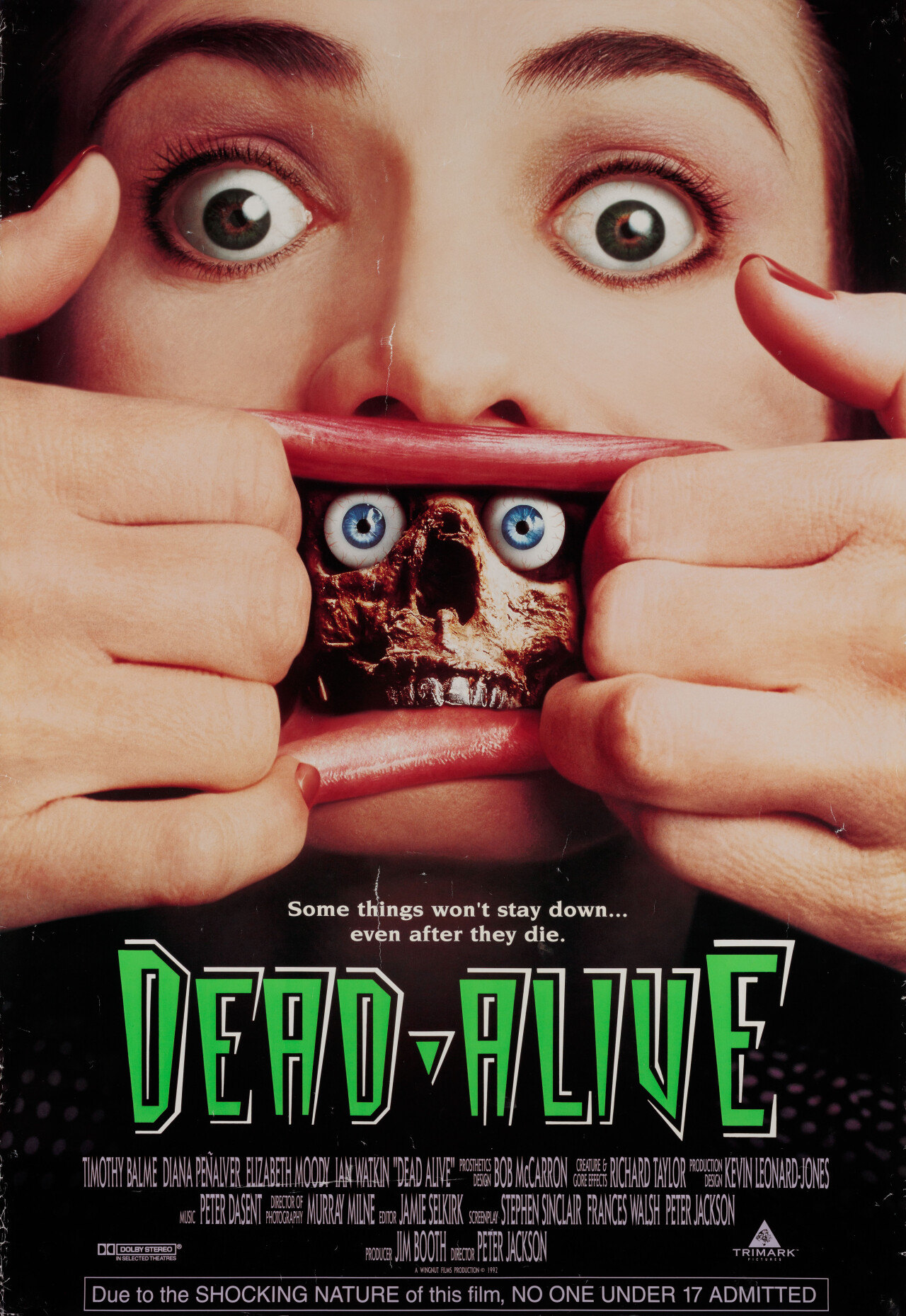 Живая мертвечина (Braindead, 1992), режиссёр Питер Джексон, американский постер к фильму (ужасы, 1992 год)