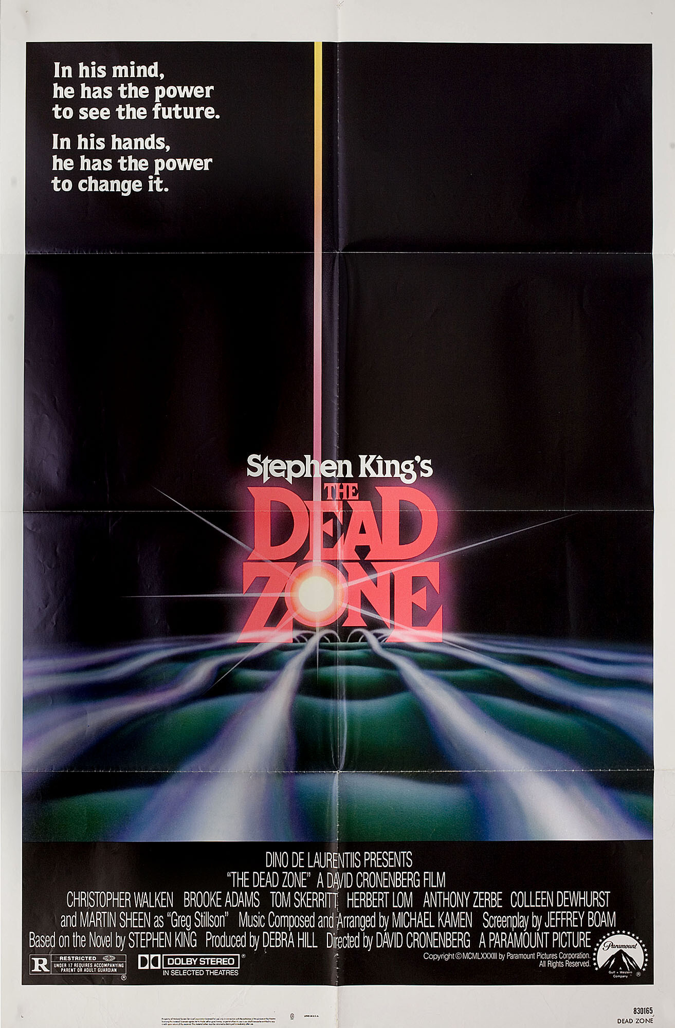 Мертвая зона (The Dead Zone, 1983), режиссёр Дэвид Кроненберг, американский постер к фильму (ужасы, 1983 год)