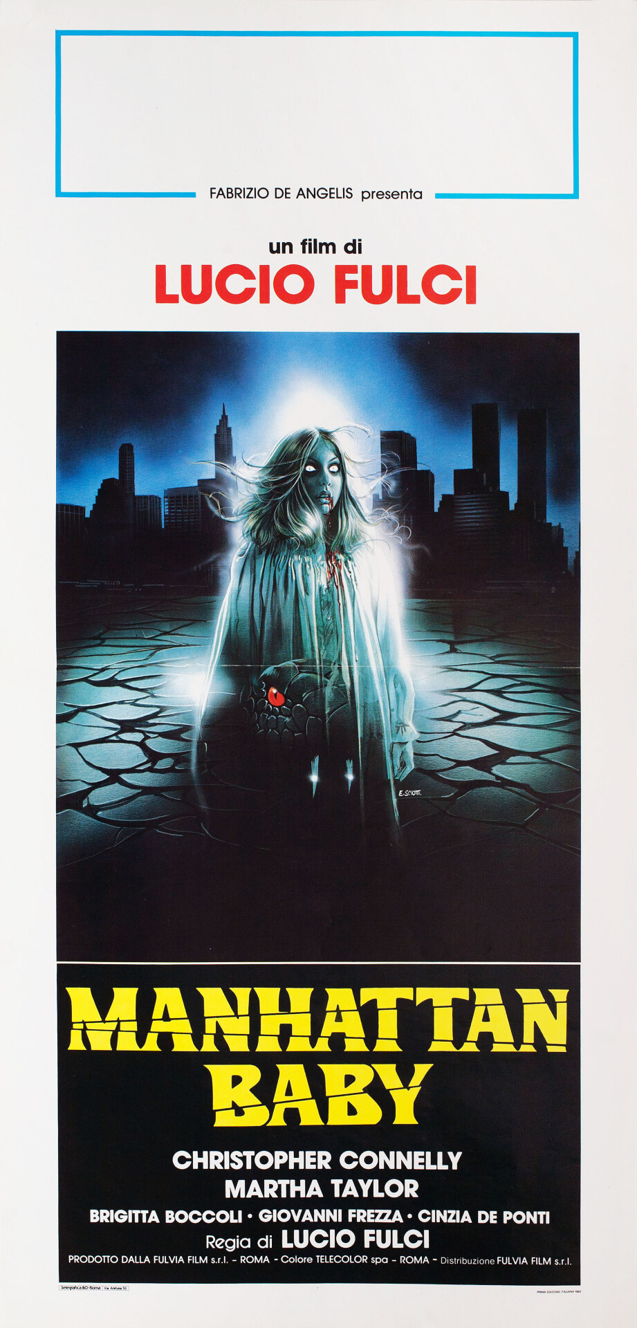 Проклятое дитя (Manhattan Baby, 1982), режиссёр Лучио Фульчи, итальянский постер к фильму, автор Энцо Скиотти (ужасы, 1982 год)