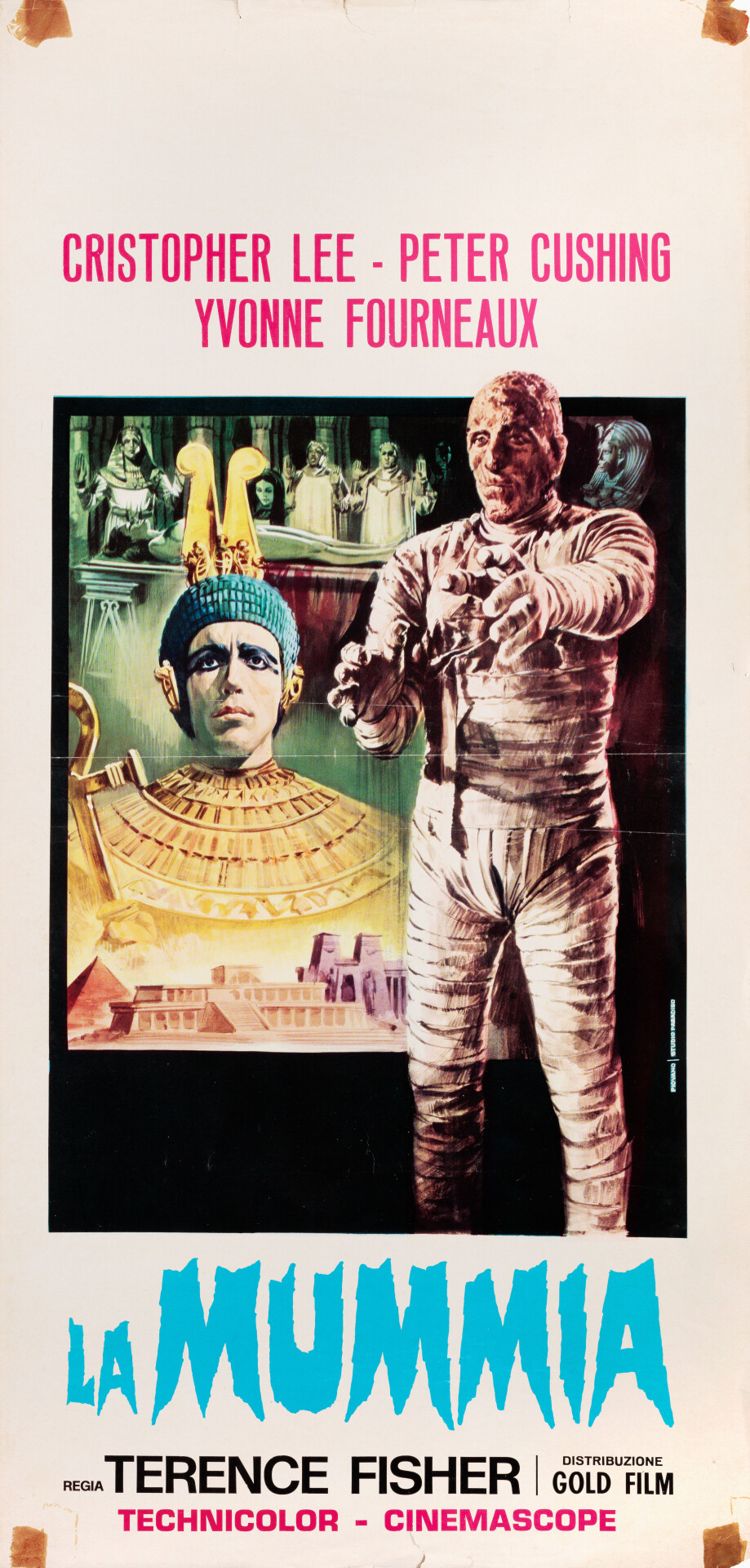 Мумия (The Mummy, 1959), режиссёр Теренс Фишер, итальянский постер к фильму, автор Марио Пиовано (Hummer horror, 1960 год)