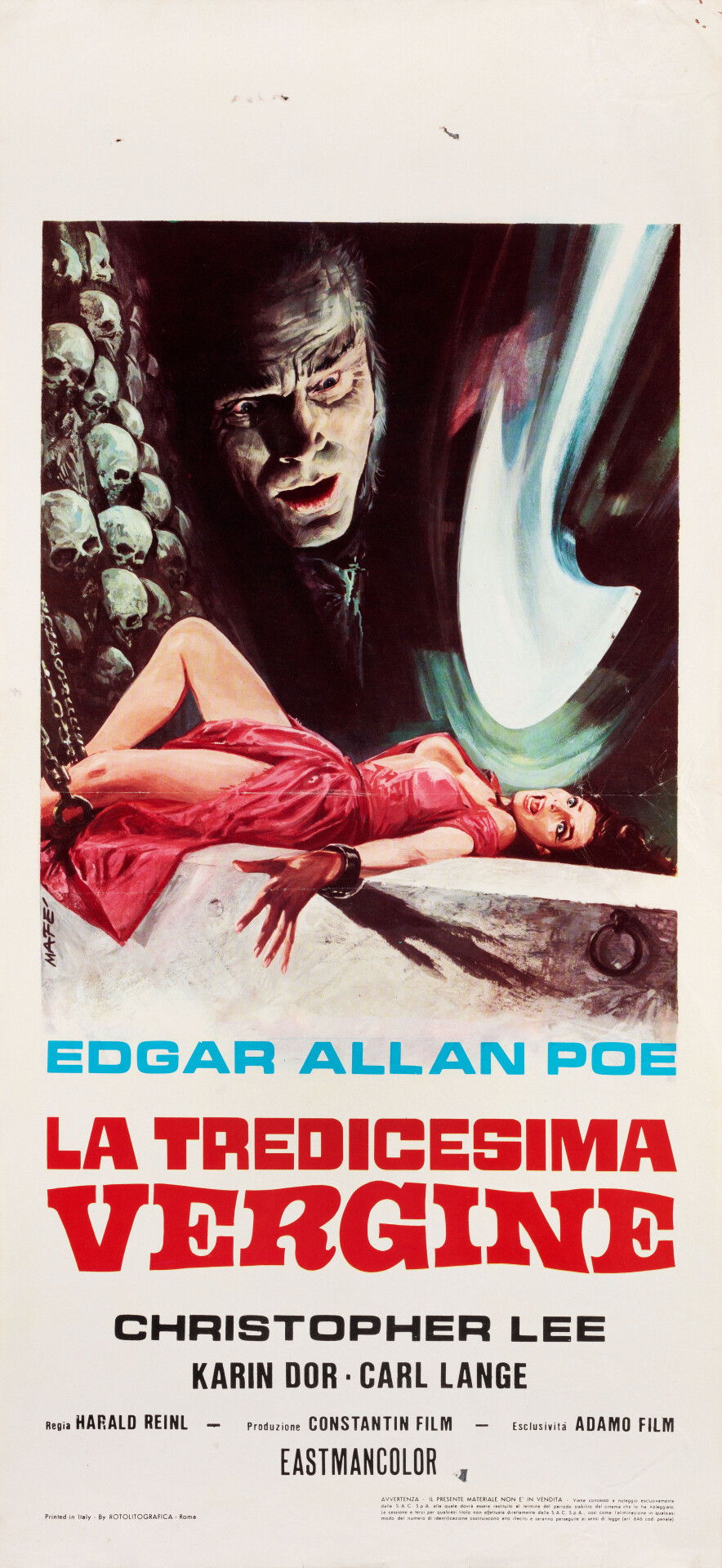 Колодец и маятник (Blood Demon, 1967), режиссёр Харальд Райнль, итальянский постер к фильму, автор Мэйф (ужасы, 1970 год)