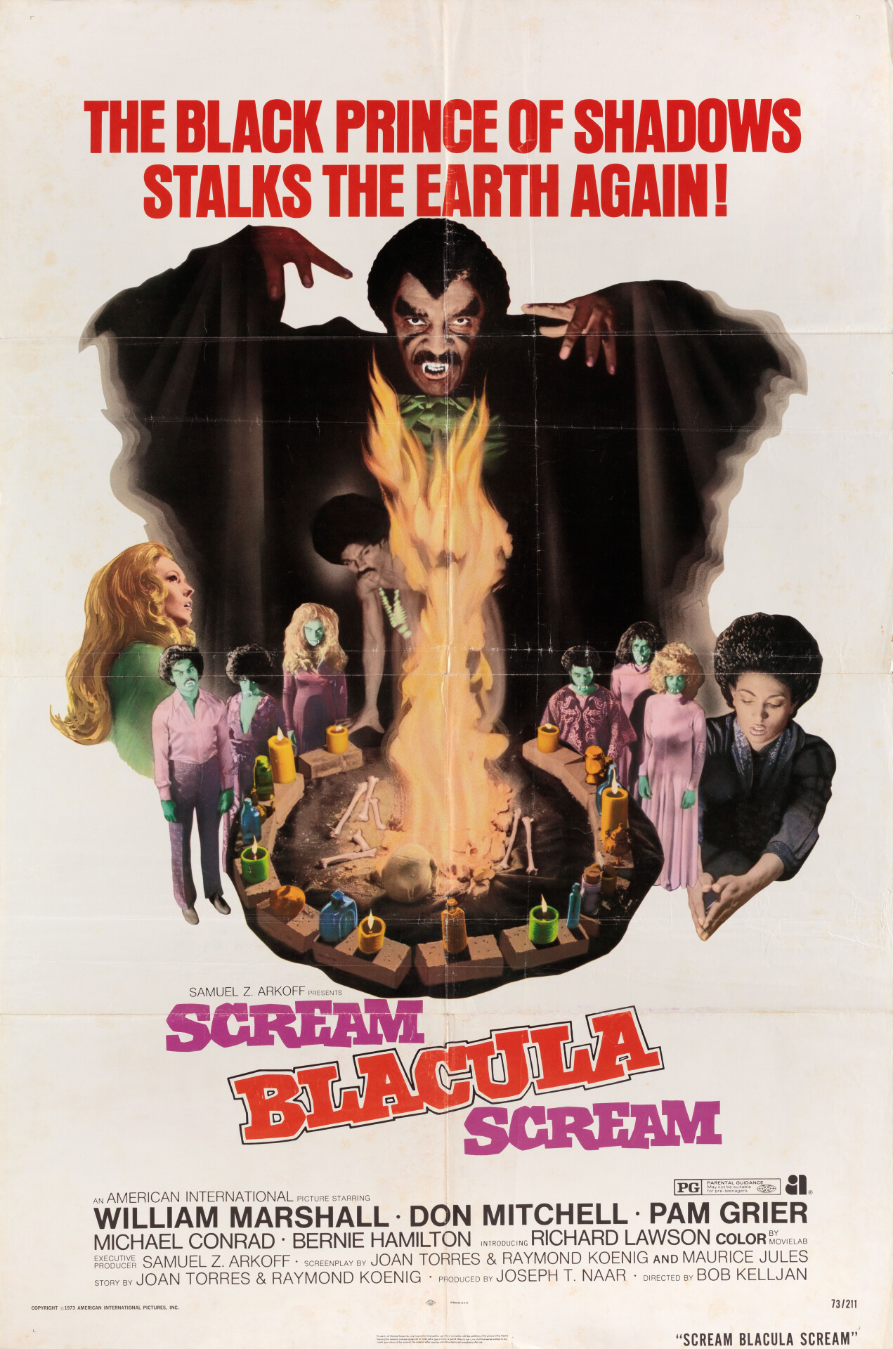 Кричи, Блакула, кричи (Scream Blacula Scream, 1973), режиссёр Боб Келиджан, американский постер к фильму (ужасы, 1973 год)