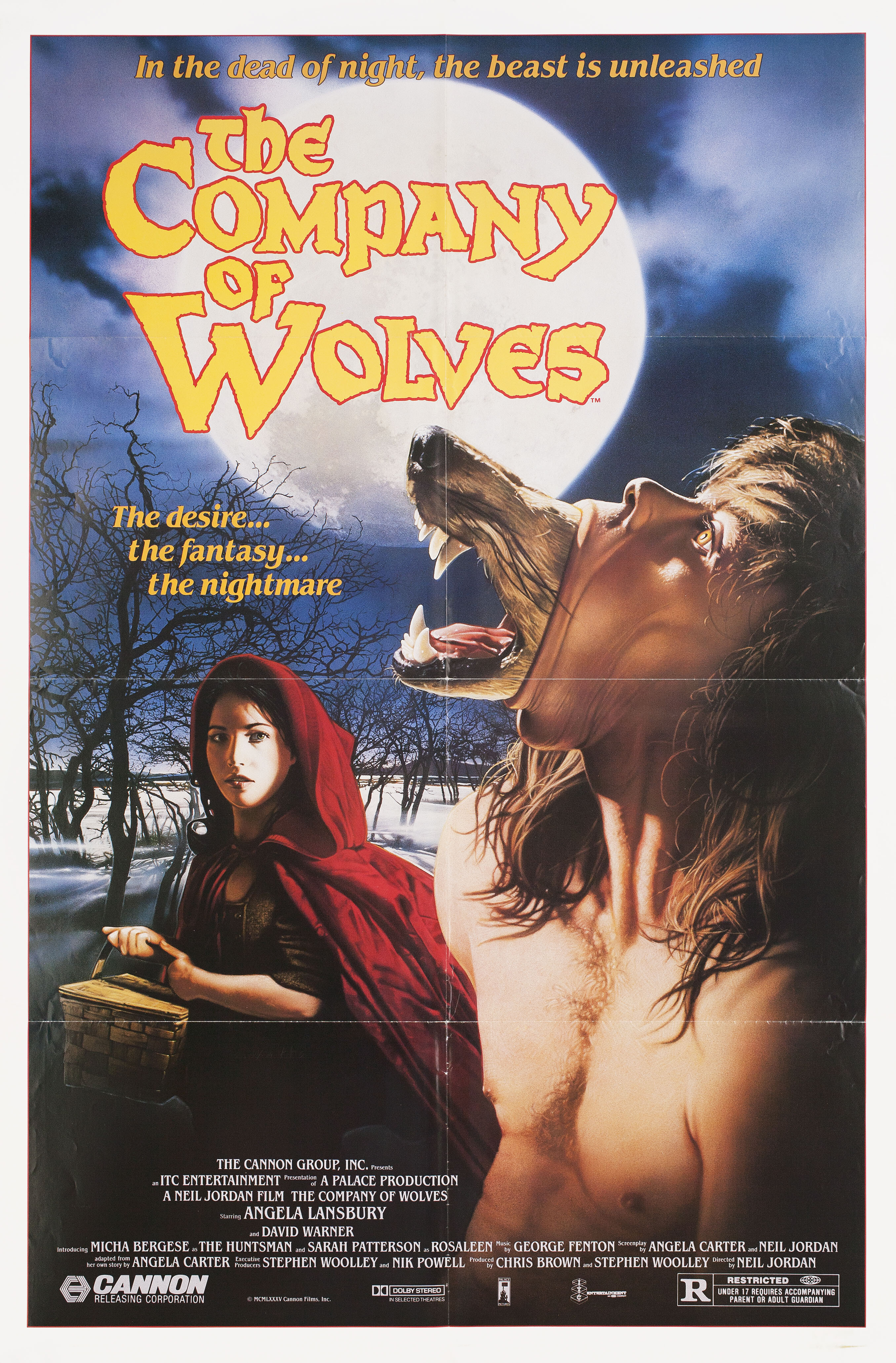 В компании волков (The Company of Wolves, 1984), режиссёр Нил Джордан, американский постер к фильму (ужасы, 1985 год)