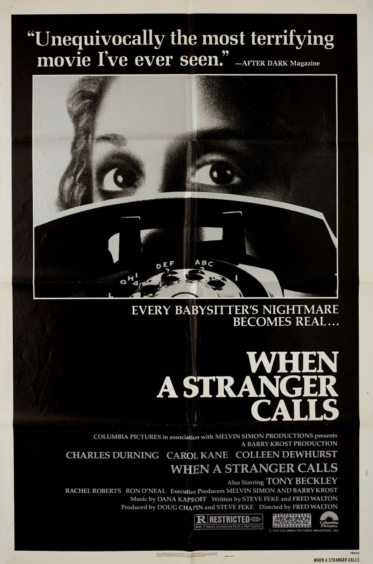 Когда звонит незнакомец (When a Stranger Calls, 1979), режиссёр Фред Уолтон, американский постер к фильму (ужасы, 1979 год)