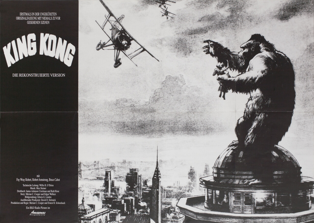 Кинг Конг (King Kong, 1933), режиссёр Мериан К. Купер, немецкий (ФРГ) постер к фильму (монстры, 1980 год)