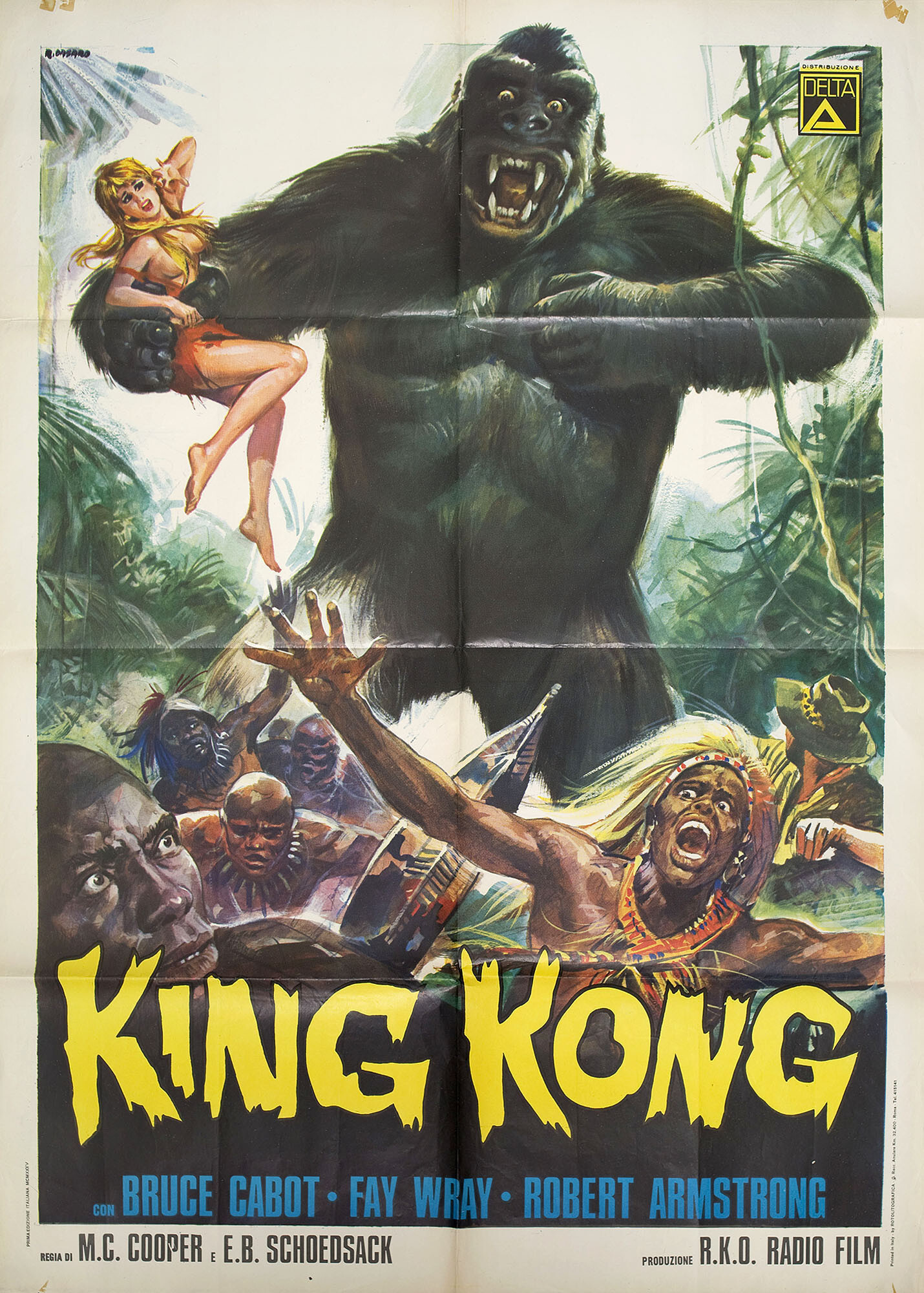 Кинг Конг (King Kong, 1933), режиссёр Мериан К. Купер, итальянский постер к фильму, автор Ренато Касаро (монстры, 1960 год)