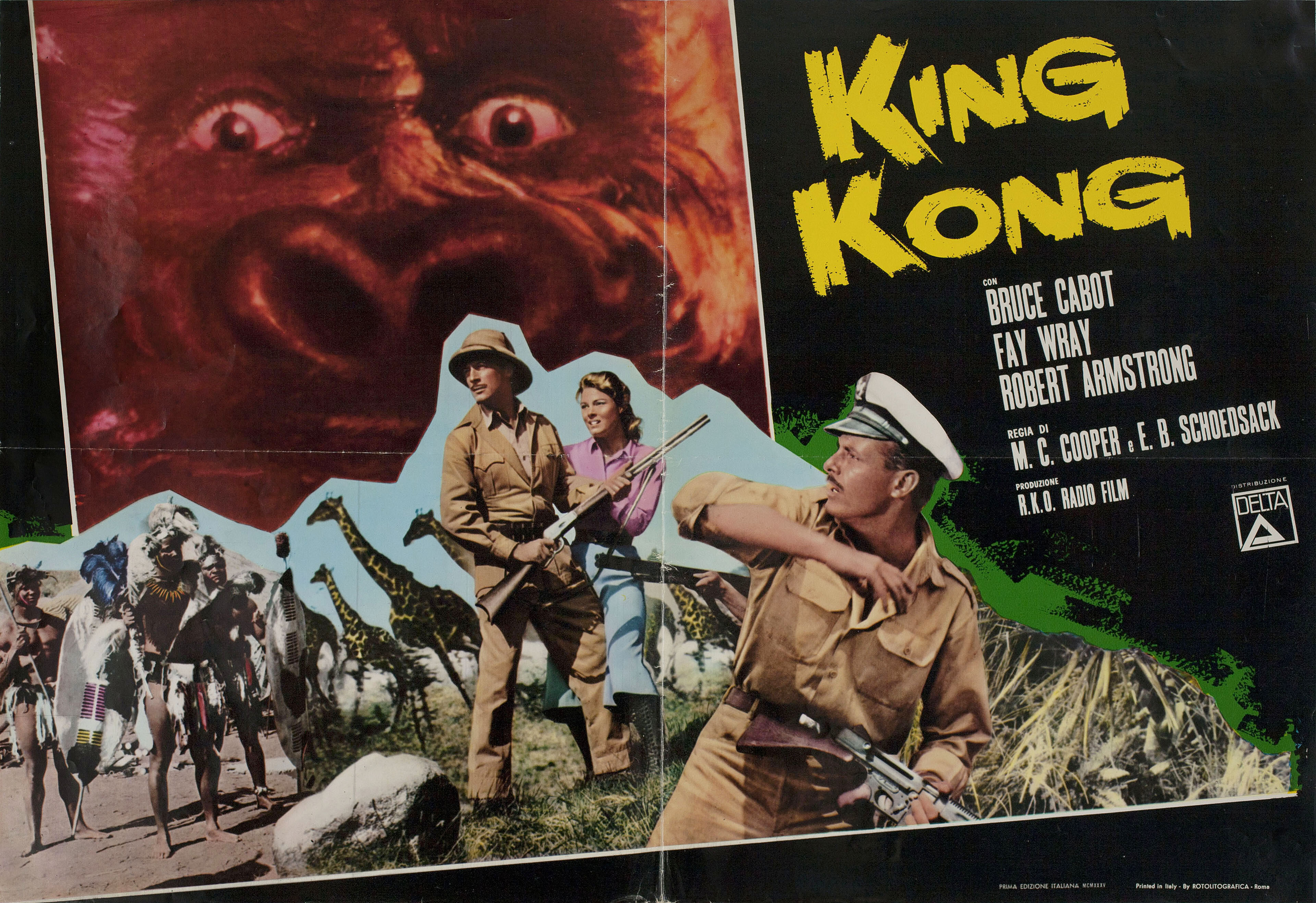 Кинг Конг (King Kong, 1933), режиссёр Мериан К. Купер, итальянский постер к фильму (ужасы, 1966 год)