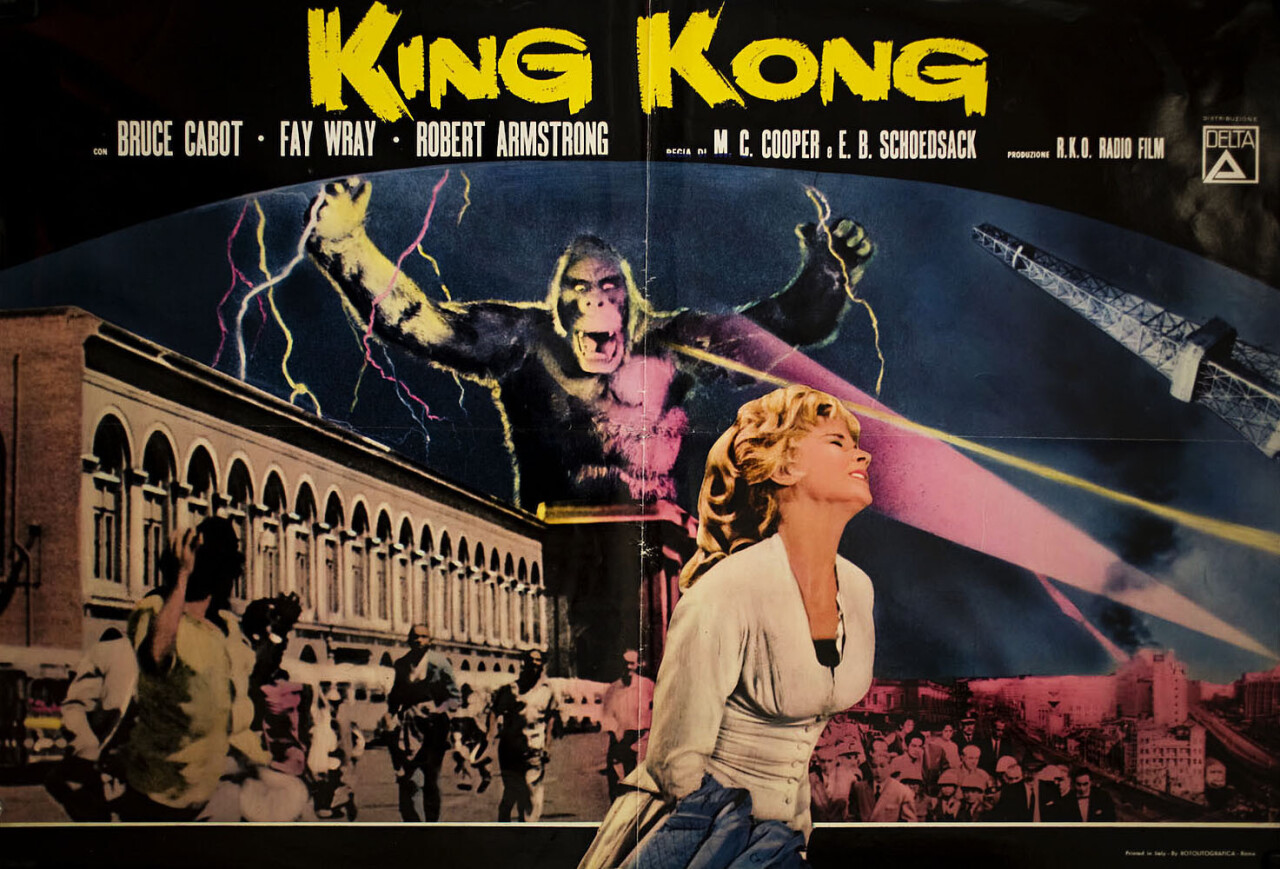 Кинг Конг (King Kong, 1933), режиссёр Мериан К. Купер, итальянский постер к фильму (монстры, 1960 год)