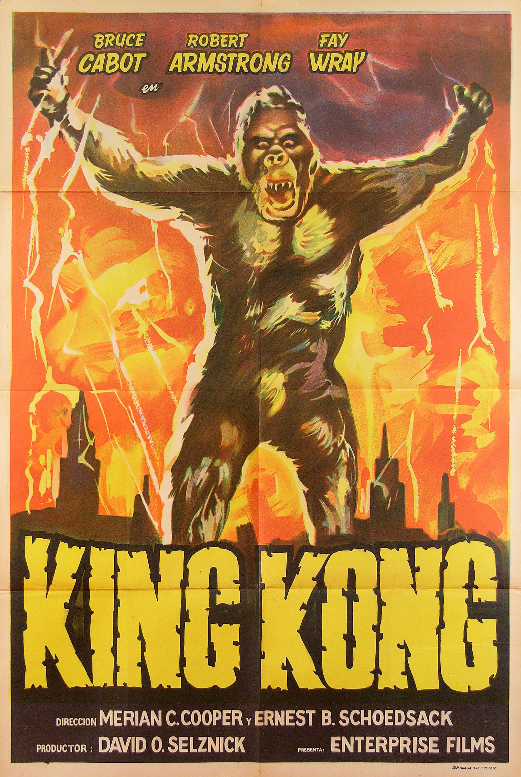 Кинг Конг (King Kong, 1933), режиссёр Мериан К. Купер, аргентинский постер к фильму (монстры, 1940 год)