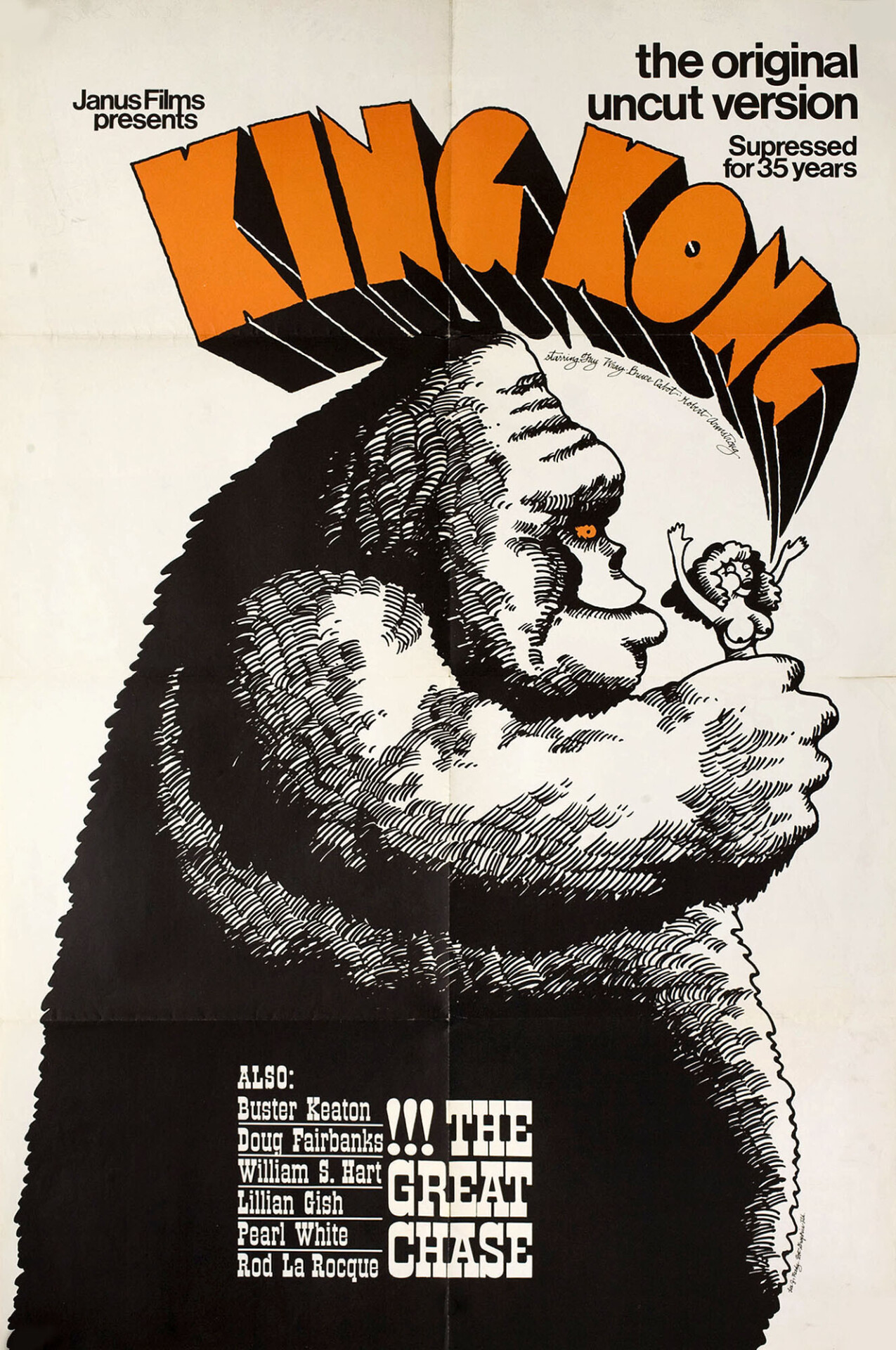 Кинг Конг (King Kong, 1933), режиссёр Мериан К. Купер, американский постер к фильму, автор Ли Дж. Риди (монстры, 1967 год)