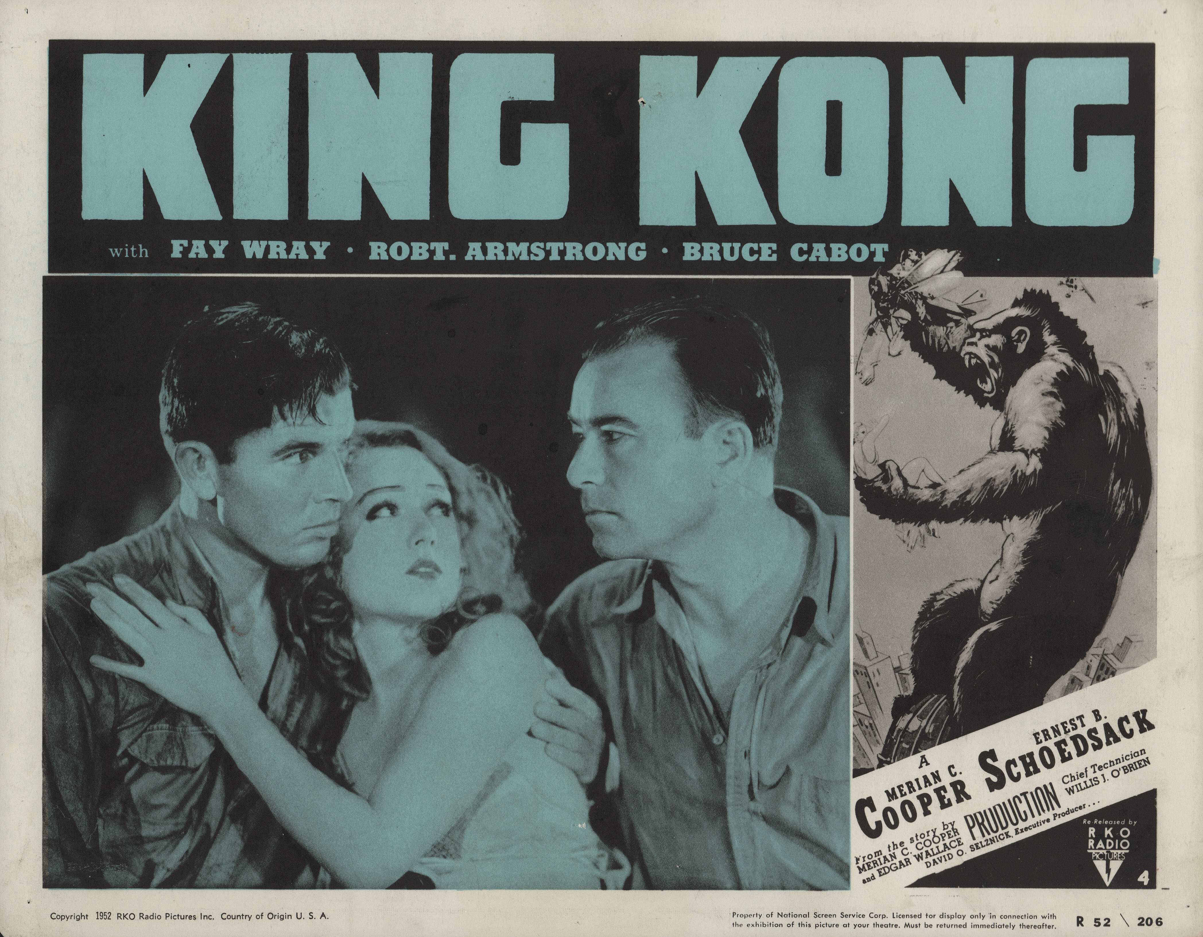 Кинг Конг (King Kong, 1933), режиссёр Мериан К. Купер, американский постер к фильму (ужасы, 1952 год) (2)