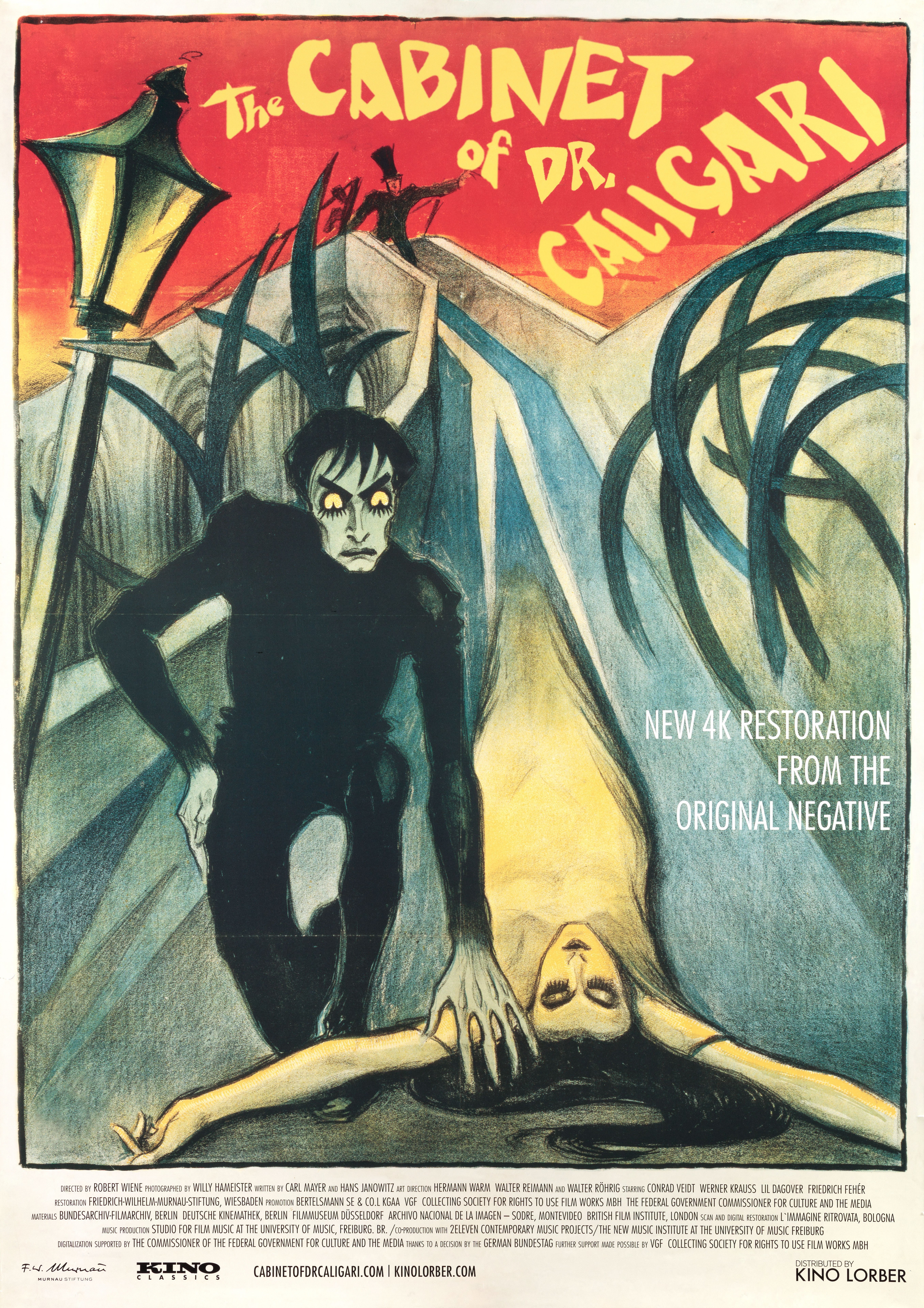 Кабинет доктора Калигари (The Cabinet of Dr. Caligari, 1920), режиссёр Роберт Вине, американский постер к фильму, автор Ледл Бернхард (ужасы, 2014 год)