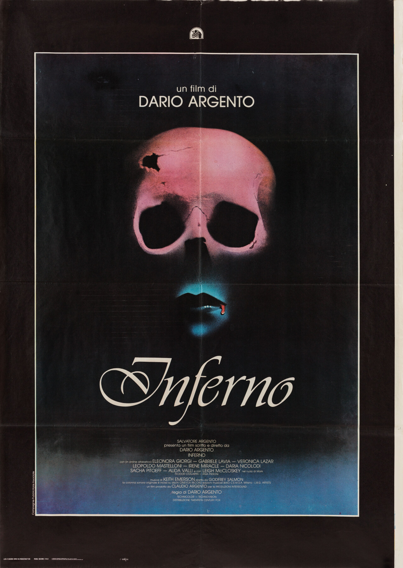 Инферно (Inferno, 1980), режиссёр Дарио Ардженто, итальянский постер к фильму (ужасы, 1980)
