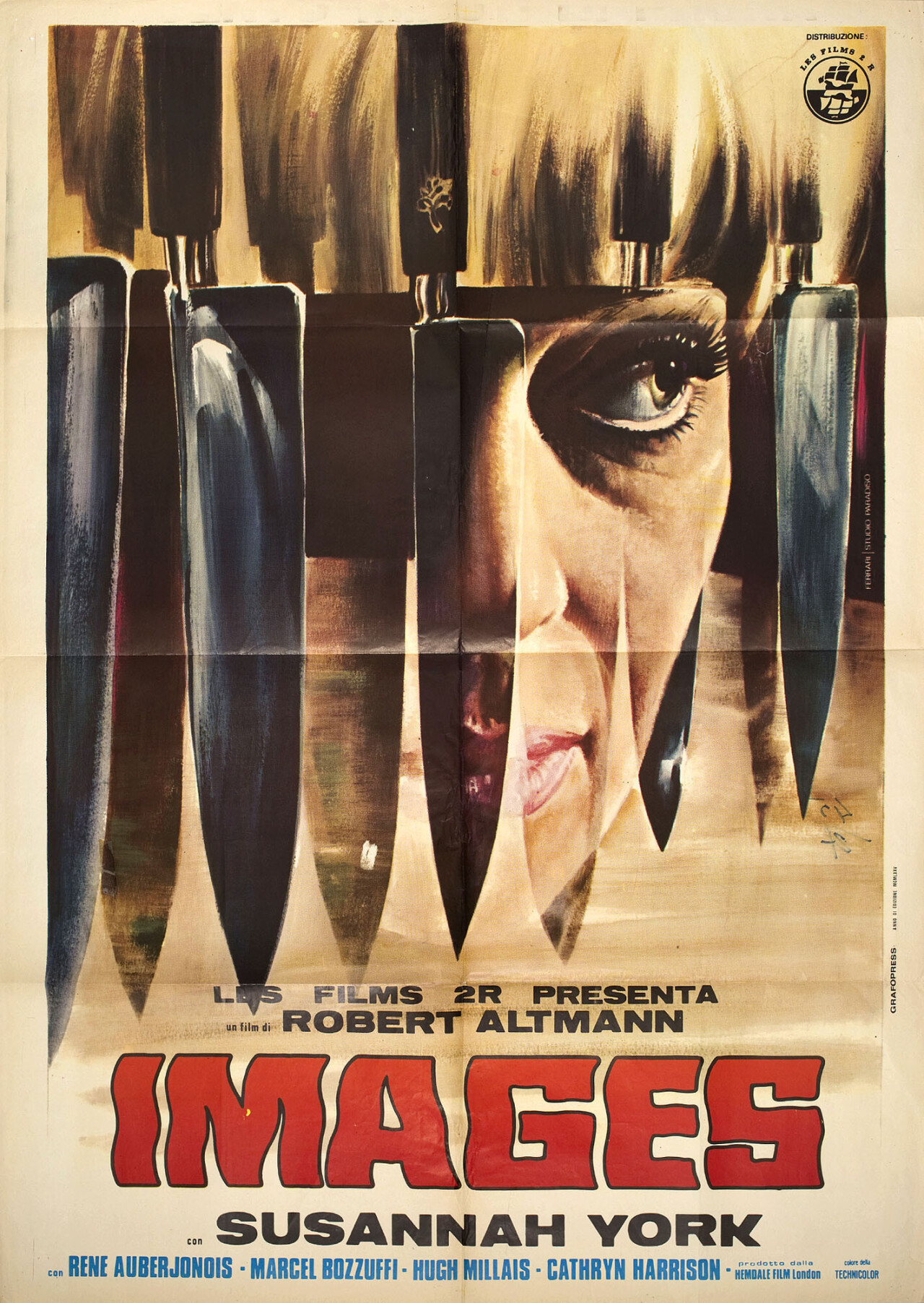 Видения (Images, 1972), режиссёр Роберт Альтман, итальянский постер к фильму, автор Феррари (ужасы, 1972 год)