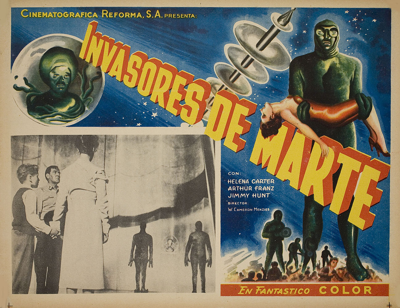 Захватчики с Марса (Invaders from Mars, 1953), режиссёр Уильям Кэмерон Мензис, мексиканский постер к фильму (ужасы, 1960)