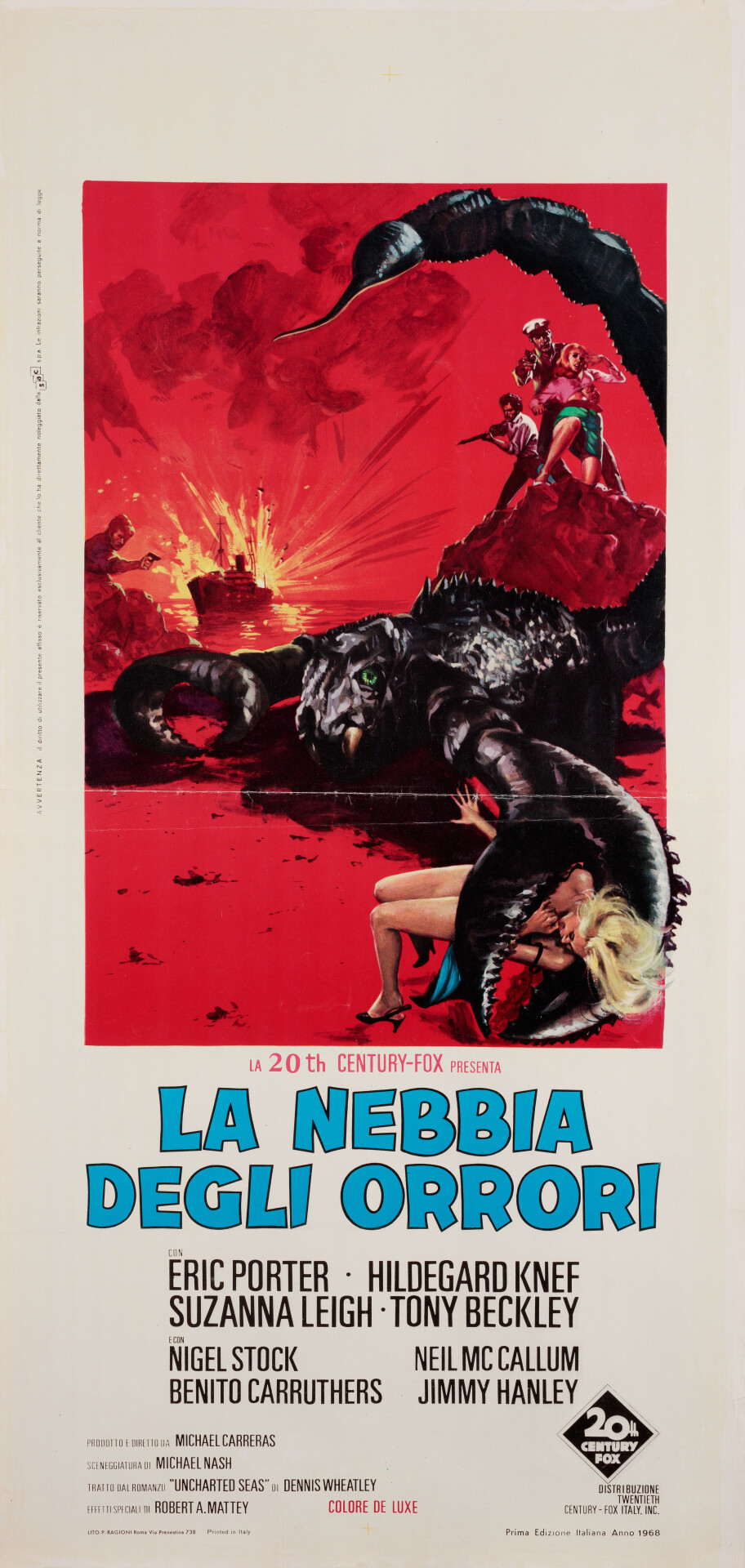 Затерянный континент (The Lost Continent, 1968), режиссёр Майкл Каррерас, итальянский постер к фильму (Hummer horror, 1968 год)