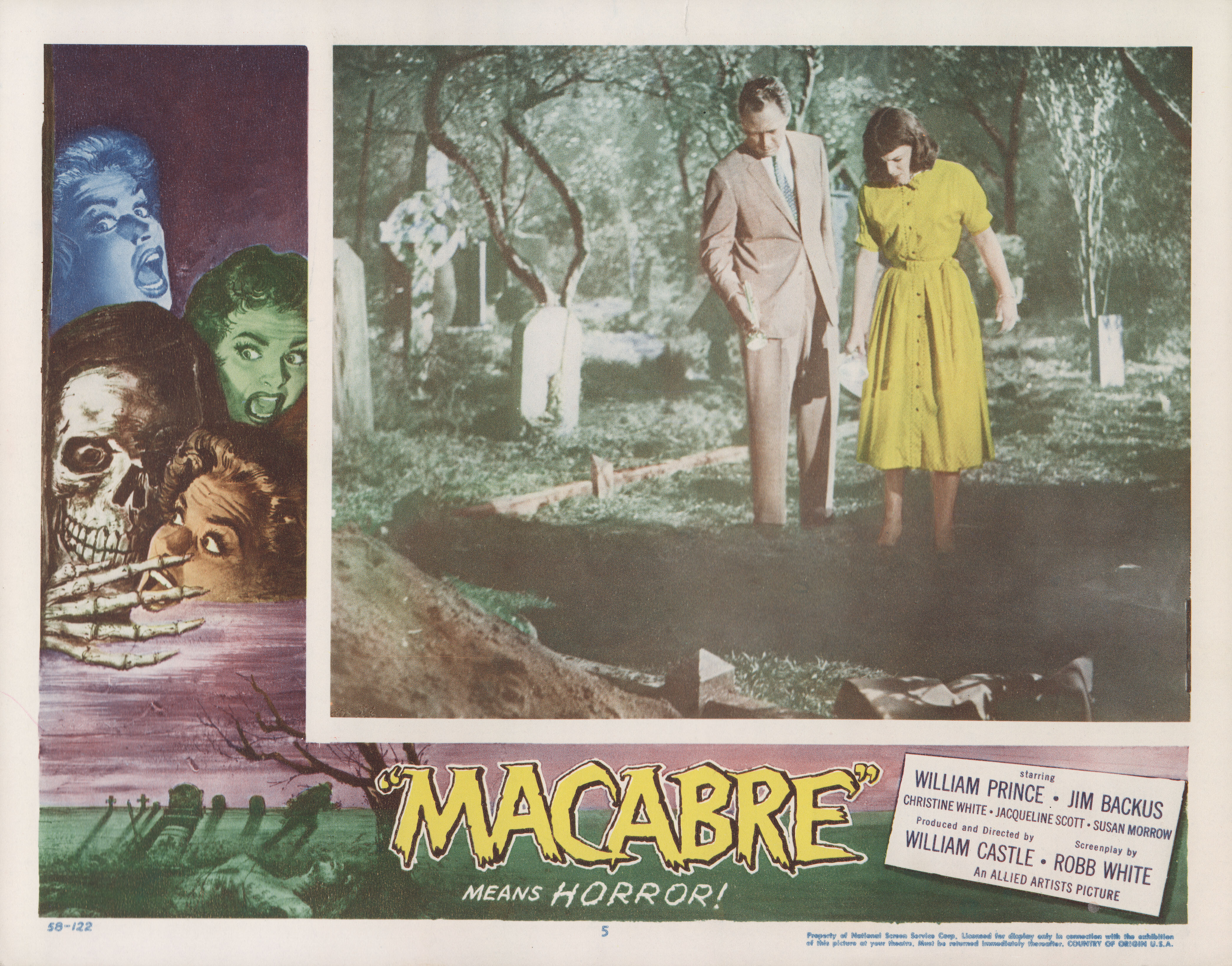 Мрак (Macabre, 1958), режиссёр Уильям Касл, американский постер к фильму (ужасы, 1958 год)