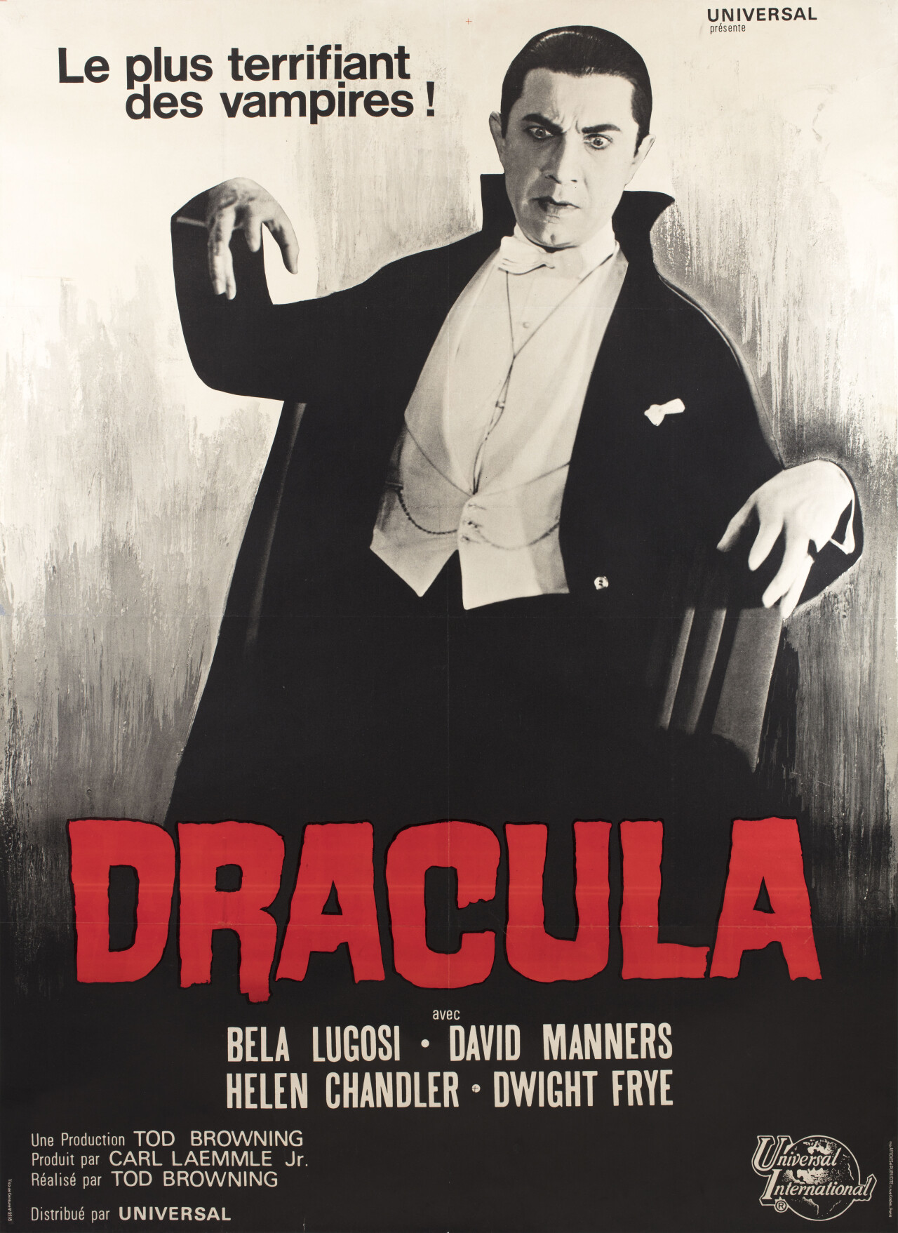 Дракула (Dracula, 1931), режиссёр Тод Браунинг, французский постер к фильму (ужасы, 1960 год)