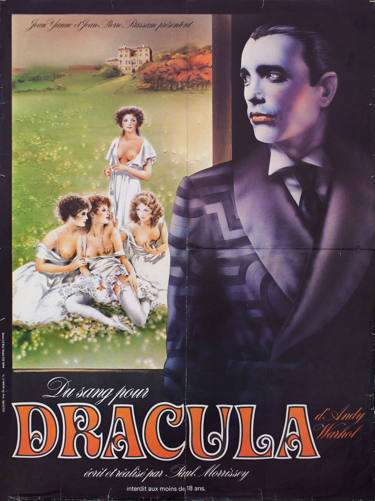Кровь для Дракулы (Andy Warhols Dracula, 1974), режиссёр Пол Моррисси, французский постер к фильму (ужасы, 1974 год)