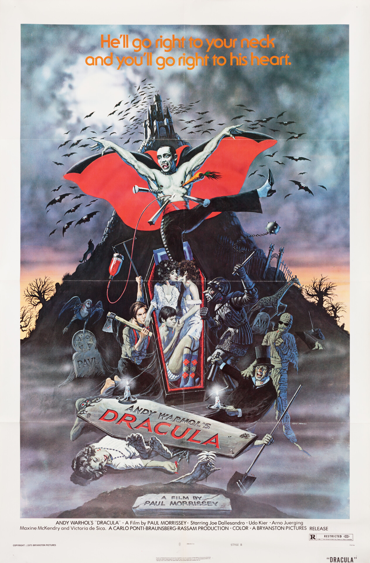 Кровь для Дракулы (Andy Warhols Dracula, 1974), режиссёр Пол Моррисси, американский постер к фильму, автор Кен Барр (ужасы, 1974 год)