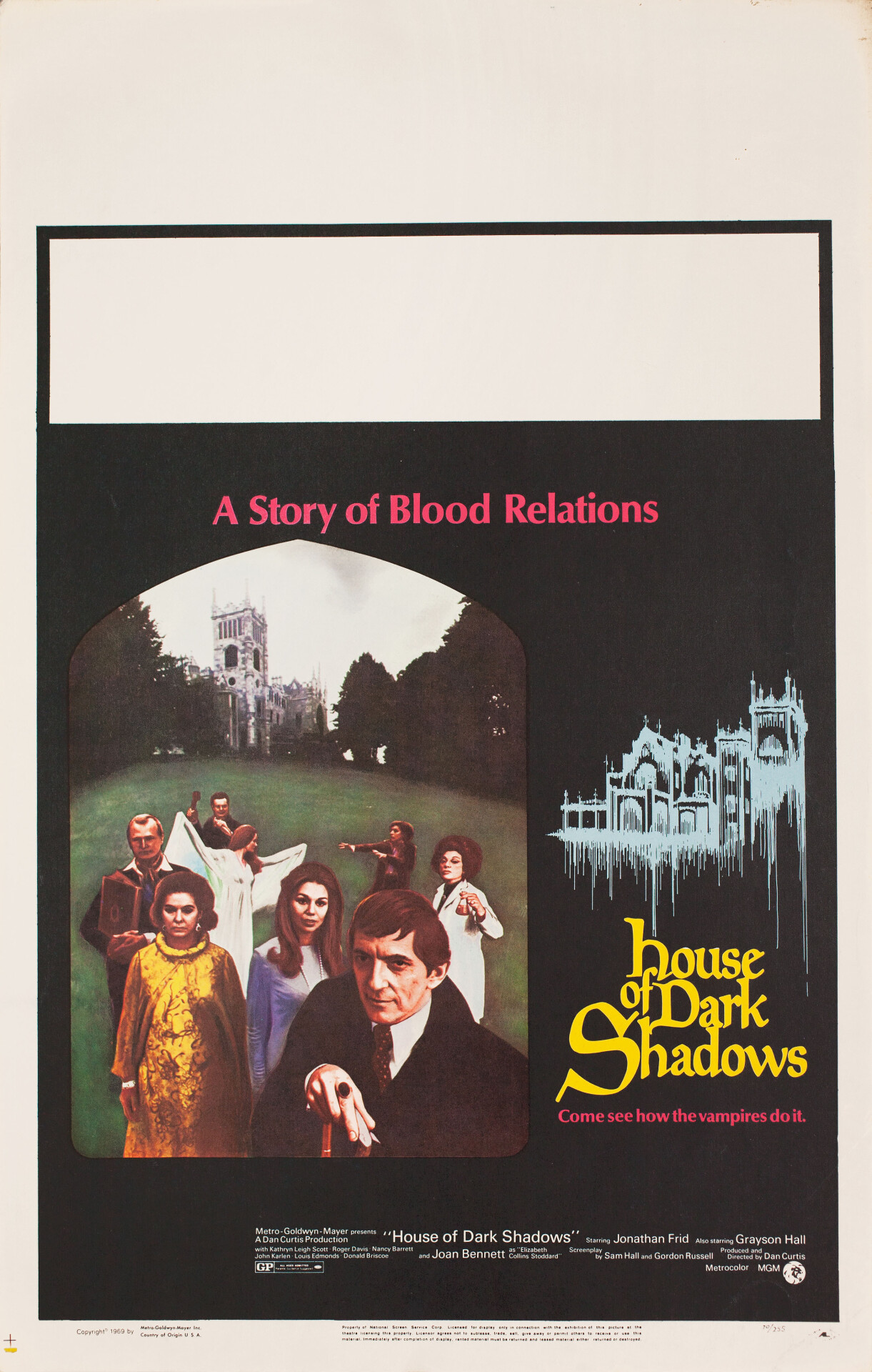 Дом тёмных теней (House of Dark Shadows, 1970), режиссёр Дэн Кертис, американский постер к фильму (ужасы, 1970 год)