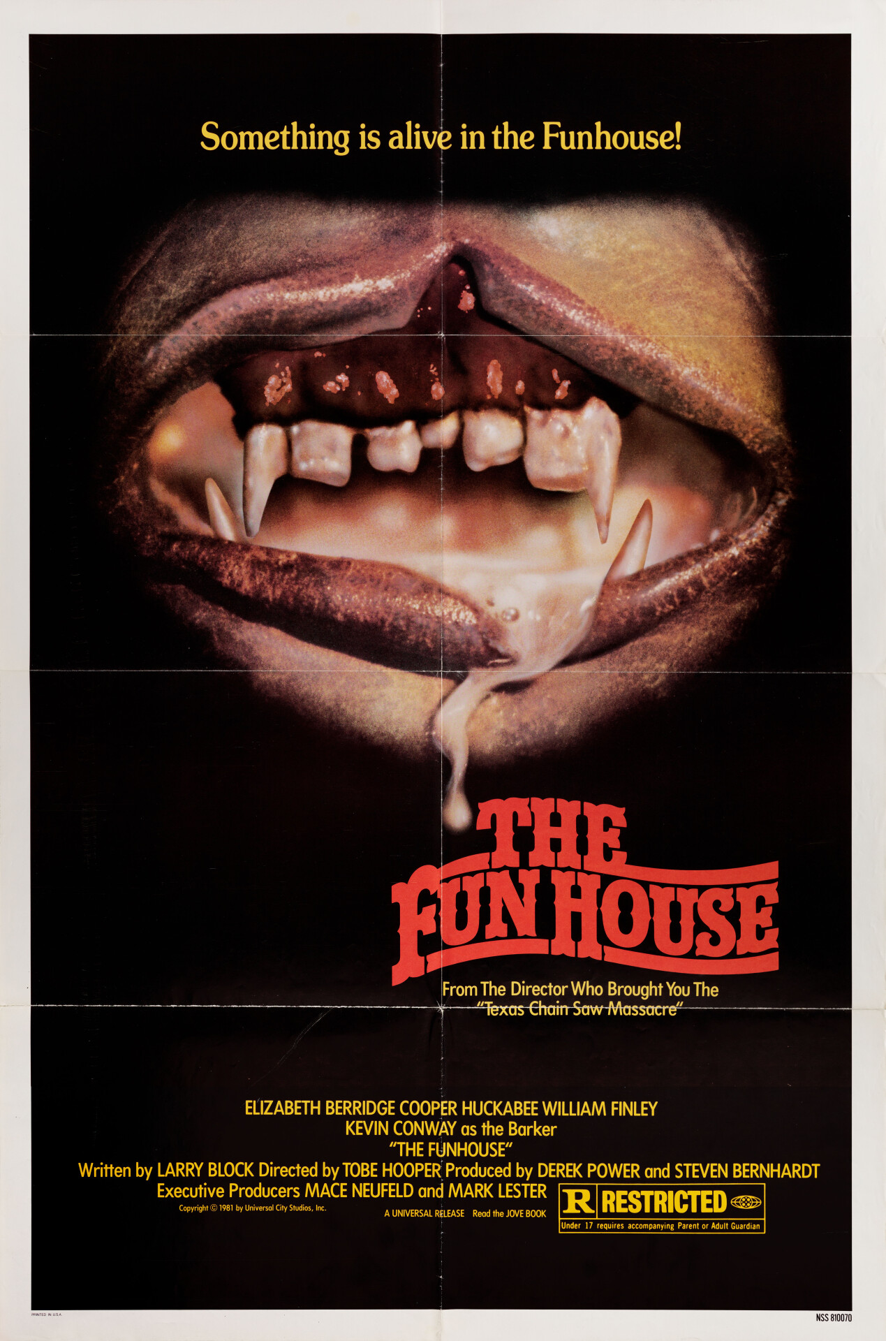 Смертельная забава (The Funhouse, 1981), режиссёр Тобе Хупер, американский постер к фильму (ужасы, 1981 год)