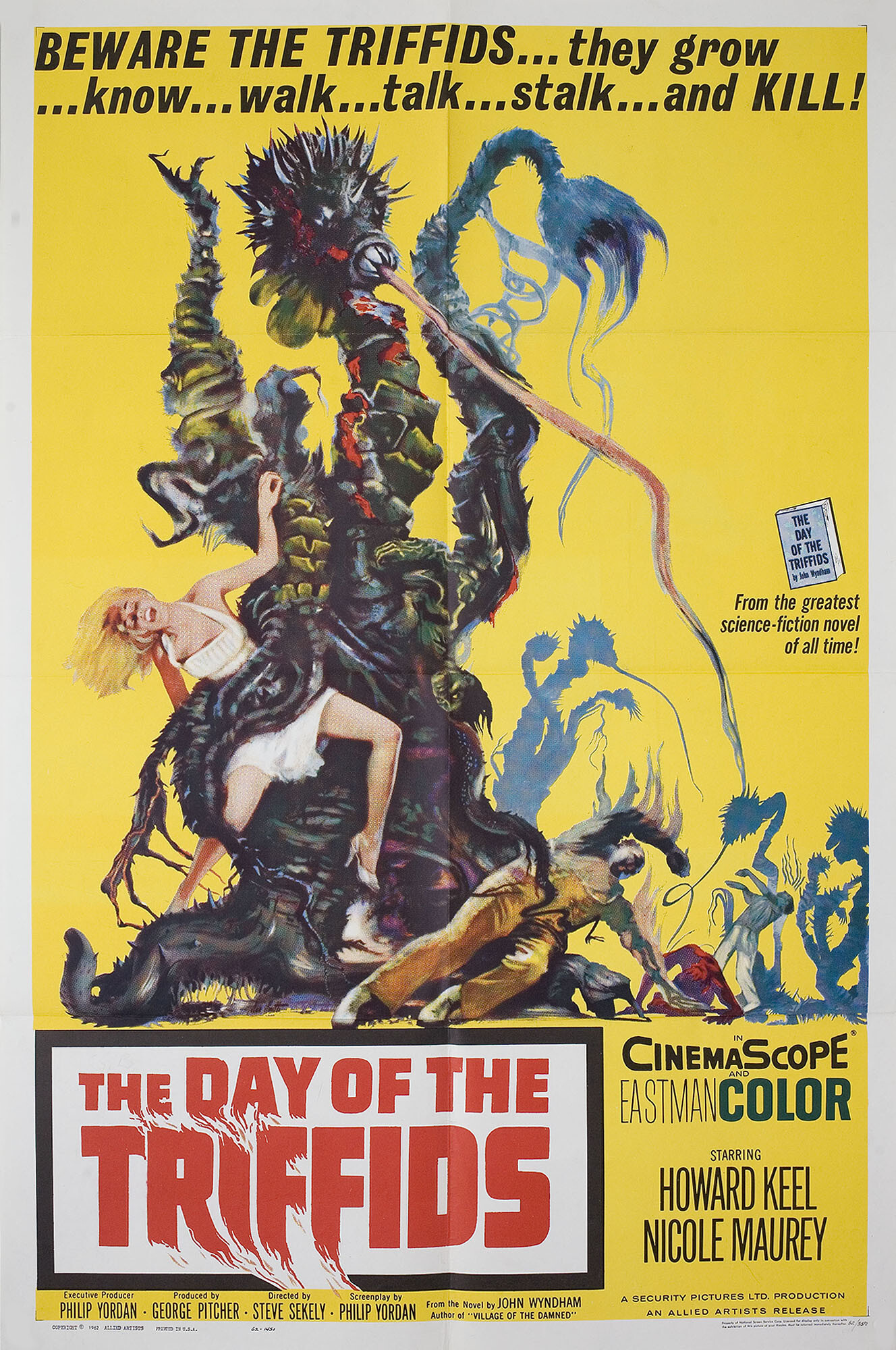 День Триффидов (The Day of the Triffids, 1963), режиссёр Стив Секели, американский постер к фильму, автор Джозеф Смит (ужасы, 1962 год)