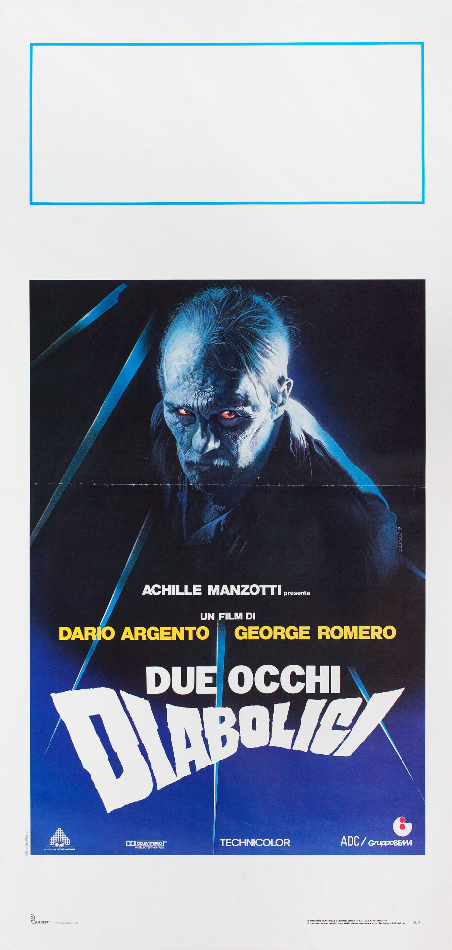 Два злобных глаза (Two Evil Eyes, 1990), режиссёр Дарио Ардженто, итальянский постер к фильму, автор Энцо Скиотти (ужасы, 1990 год)
