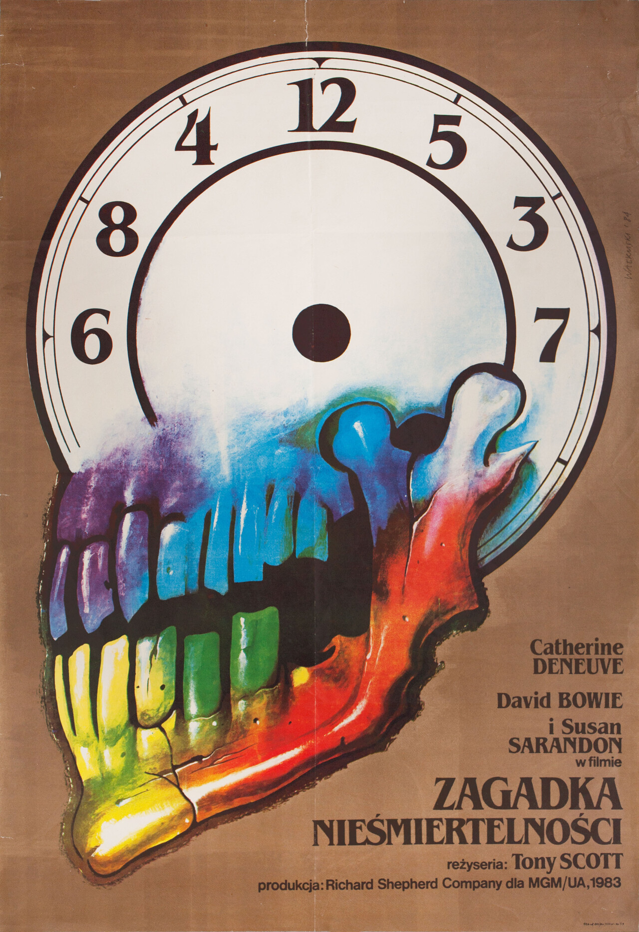 Голод (The Hunger, 1983), режиссёр Тони Скотт, польский постер к фильму, автор Веслав Валкуски (ужасы, 1984 год)