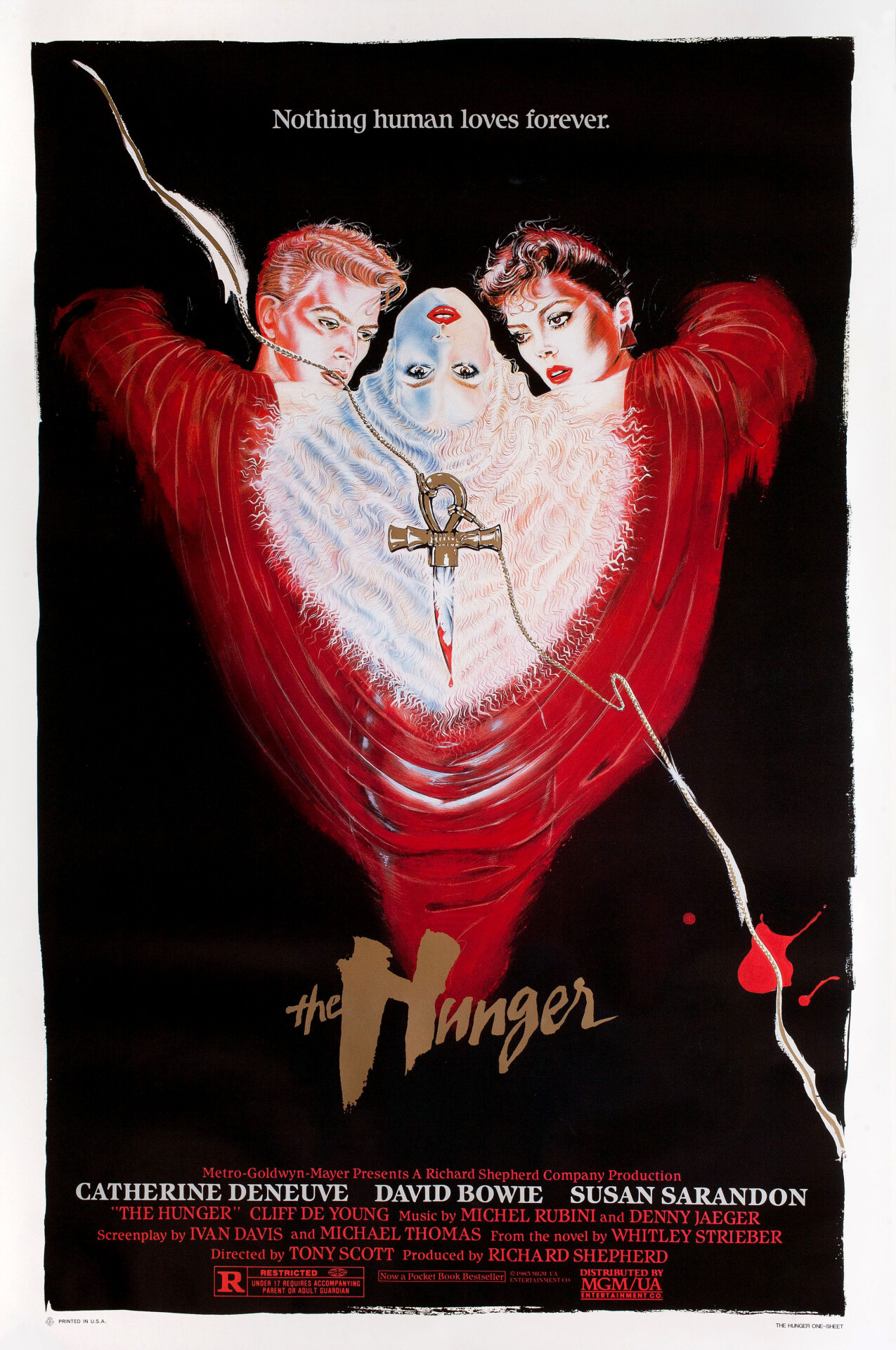 Голод (The Hunger, 1983), режиссёр Тони Скотт, американский постер к фильму (ужасы, 1983 год)