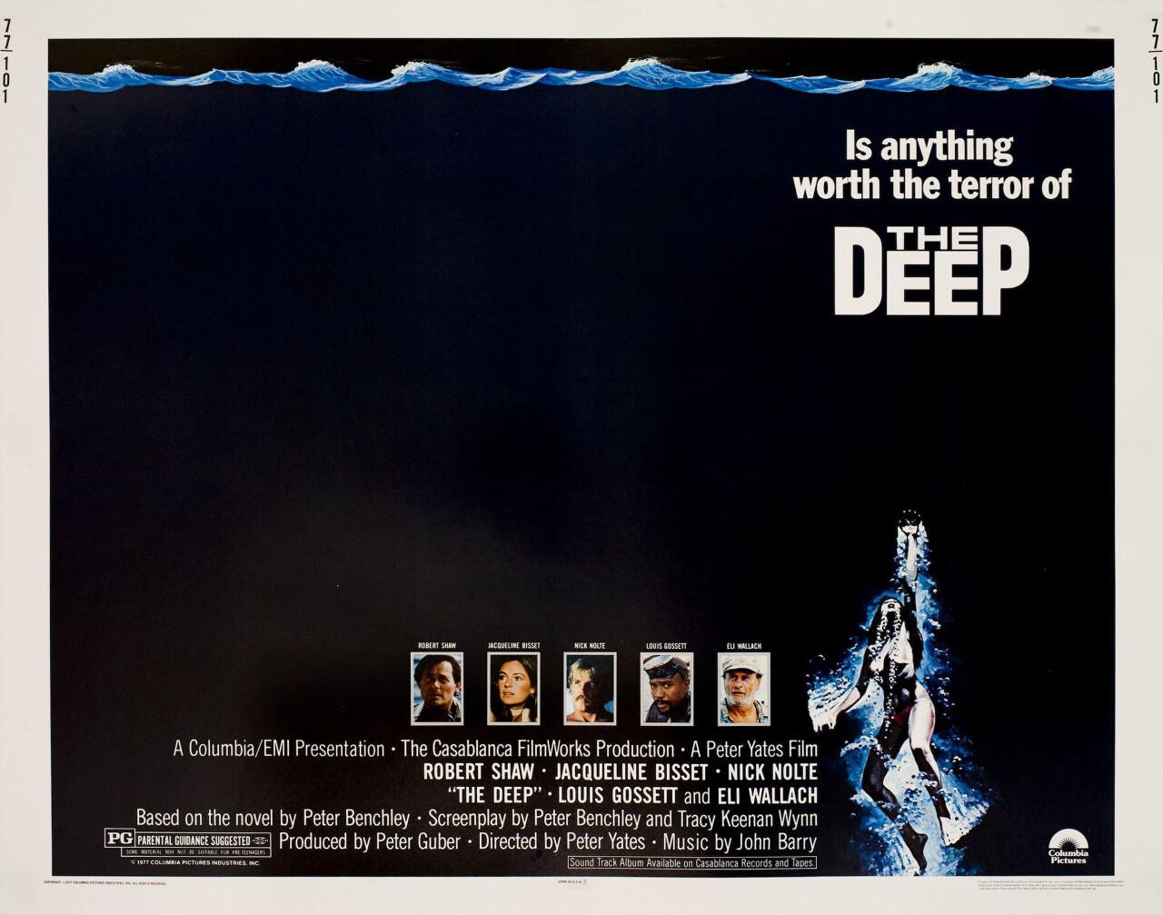 Бездна (The Deep, 1977), режиссёр Питер Йейтс, американский постер к фильму (ужасы, 1977 год)