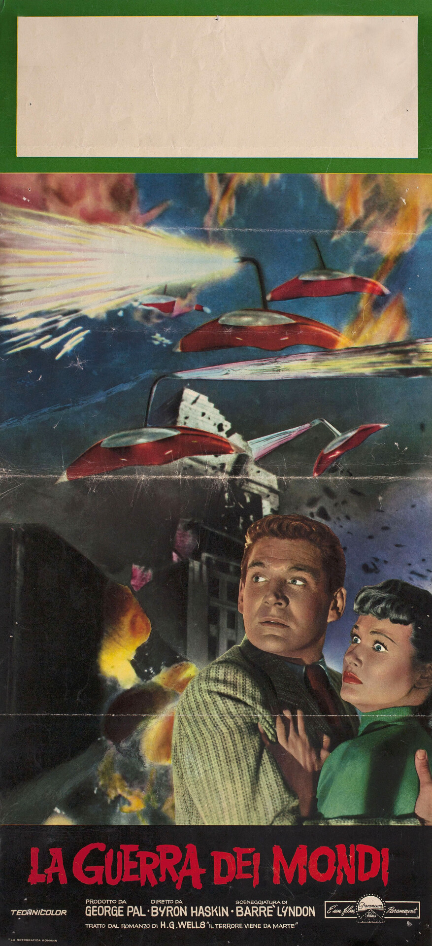 Война миров (The War of the Worlds, 1953), режиссёр Байрон Хаскин, итальянский постер к фильму (ужасы, 1960 год)