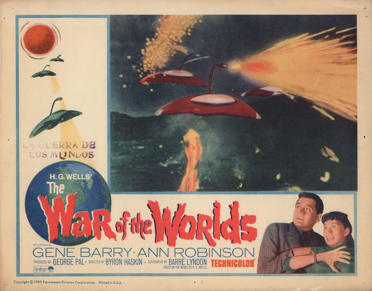 Война миров (The War of the Worlds, 1953), режиссёр Байрон Хаскин, американский постер к фильму (ужасы, 1965 год)