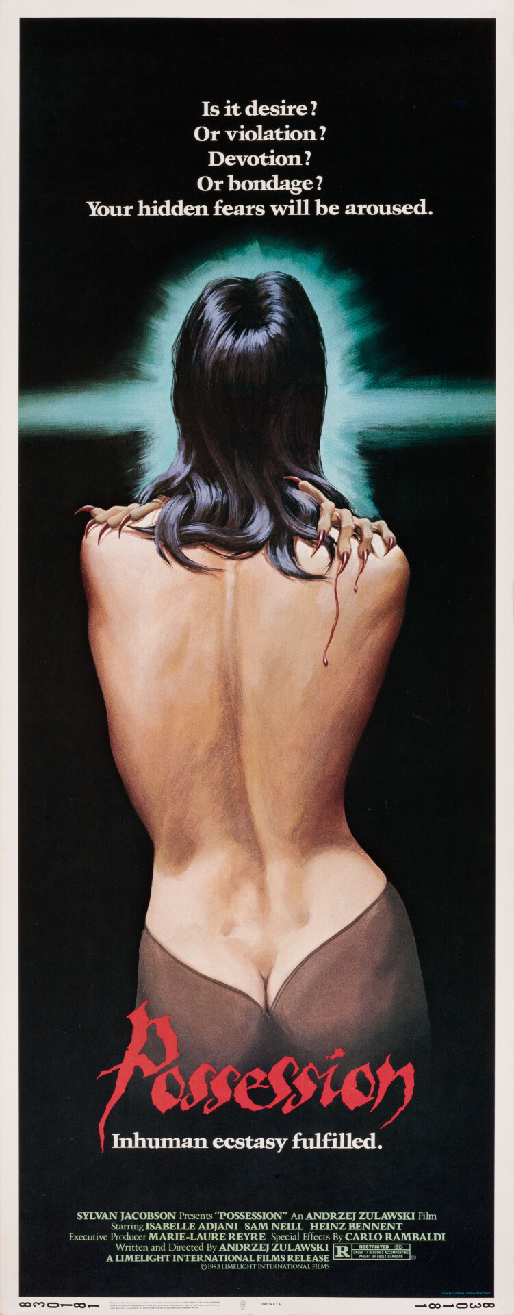 Одержимая (Possession, 1981), режиссёр Анджей Жулавский, американский постер к фильму (ужасы, 1983 год)