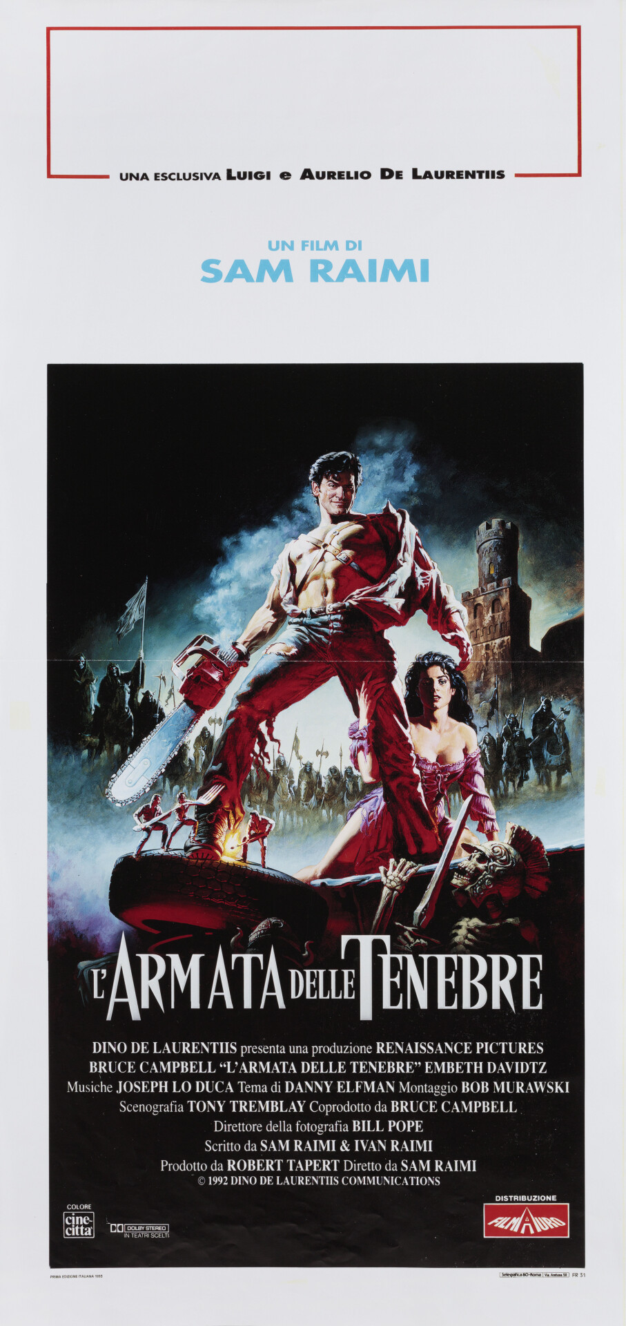 Зловещие мертвецы 3: Армия тьмы (Army of Darkness, 1992), режиссёр Сэм Рэйми, итальянский постер к фильму, автор Болтон (ужасы, 1993 год)
