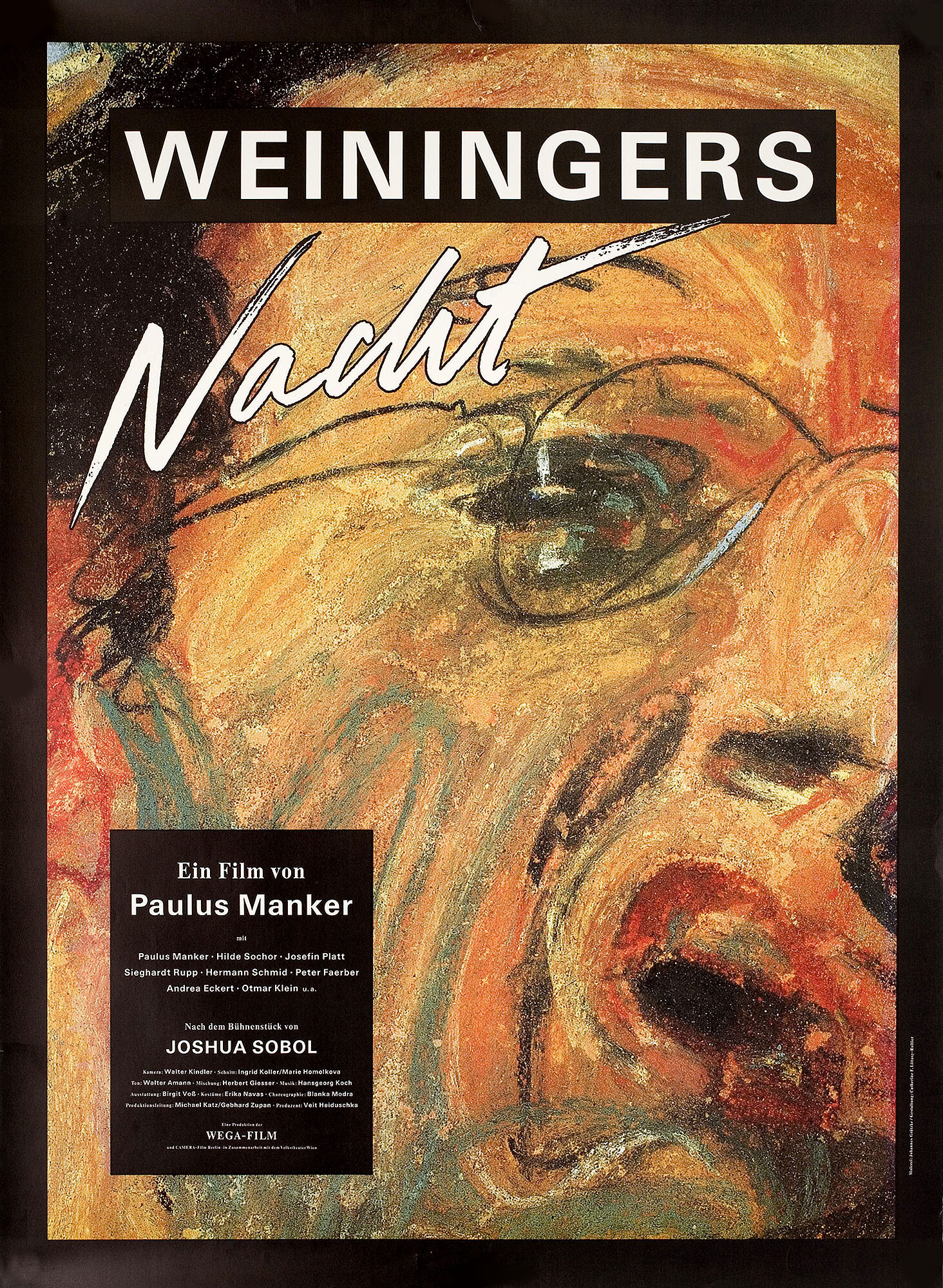 Последняя ночь Вейнингера (Weiningers Last Night, 1990), режиссёр Паулюс Манкер, австрийский постер к фильму, 1990 год