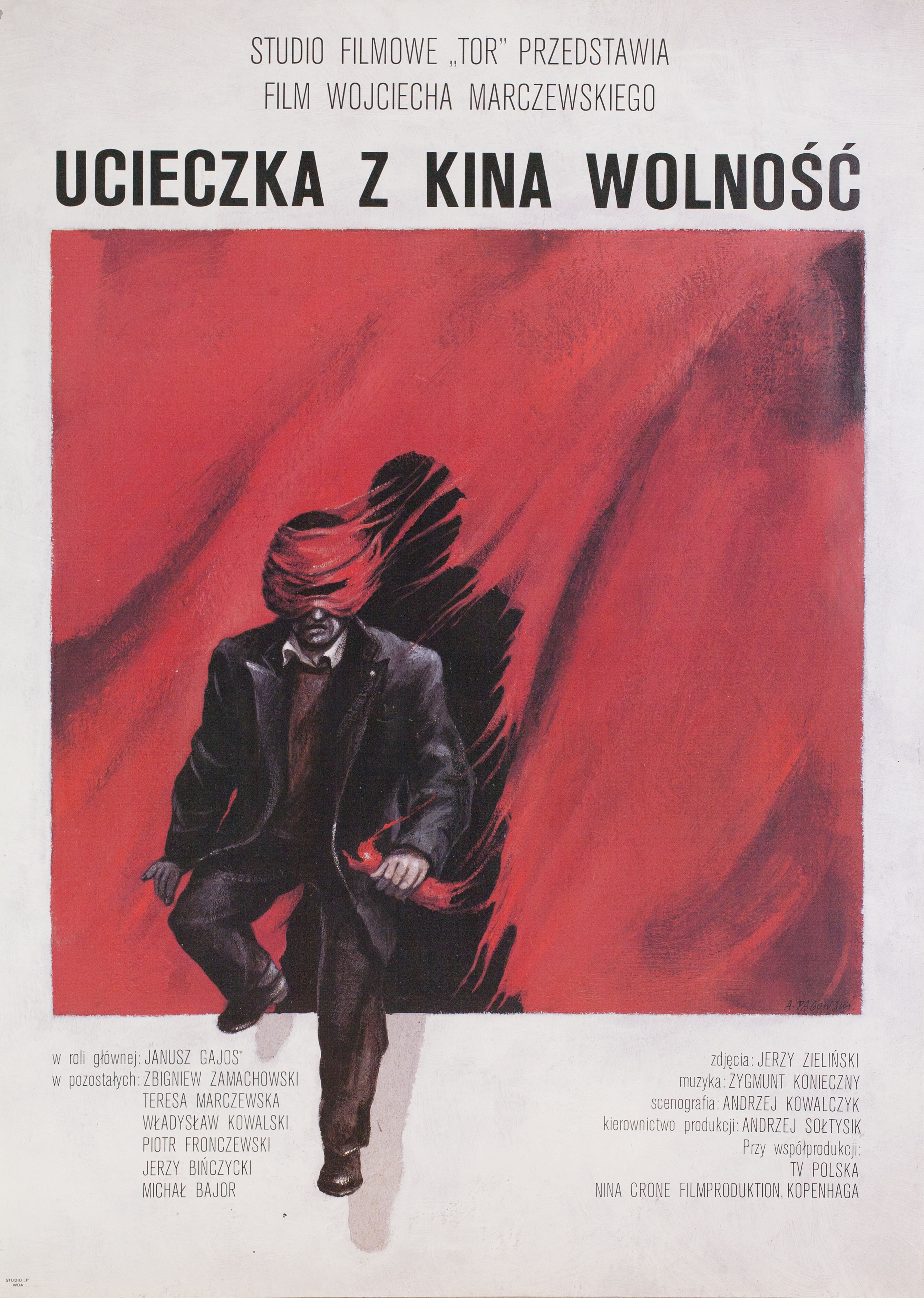 Побег из кинотеатра Свобода (Escape from the Liberty Cinema, 1990), режиссёр Войцех Марчевский, польский постер к фильму, автор Анджей Паговский, 1990 год