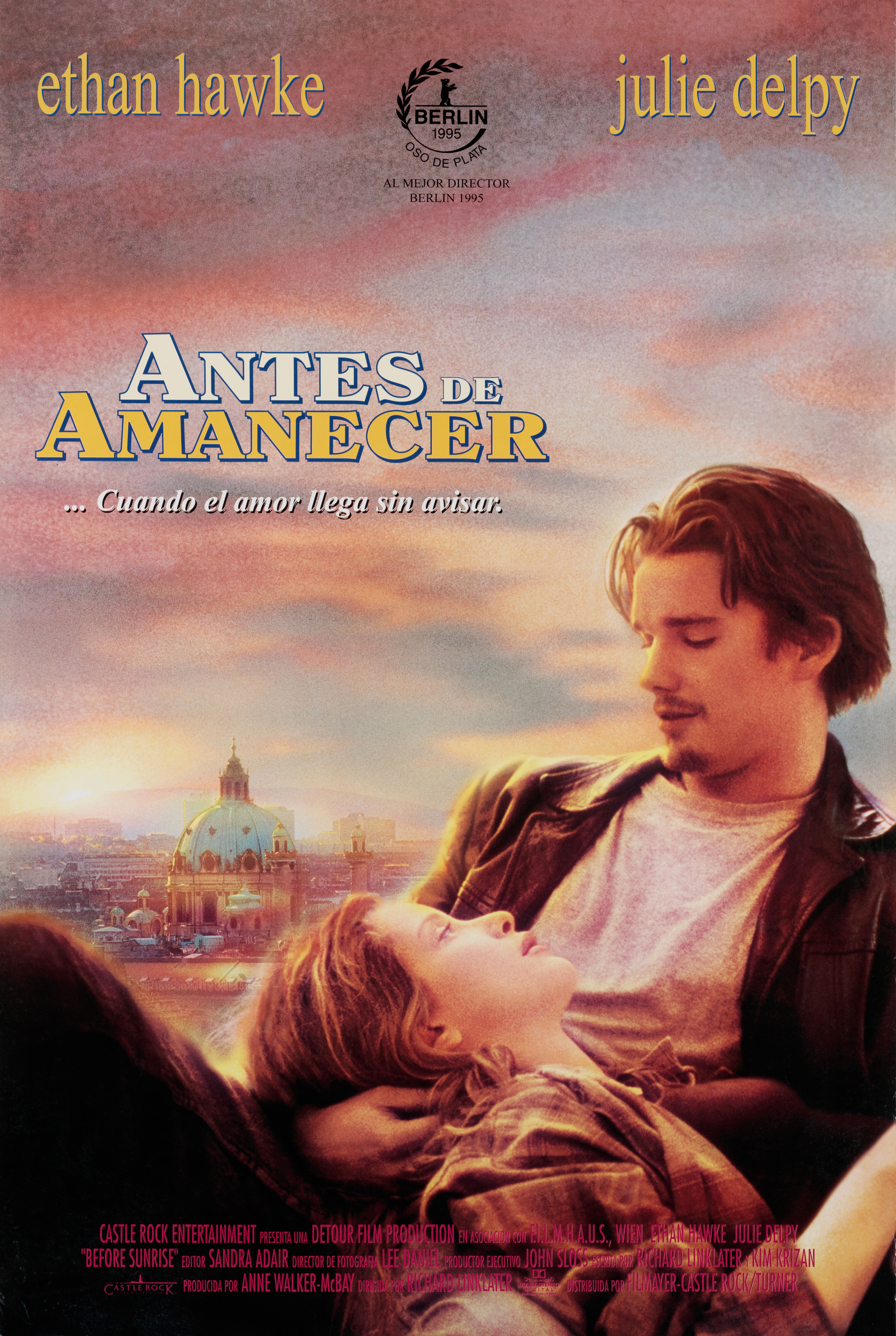 Перед рассветом (Before Sunrise, 1995), режиссёр Ричард Линклейтер, испанский постер к фильму, 1995 год