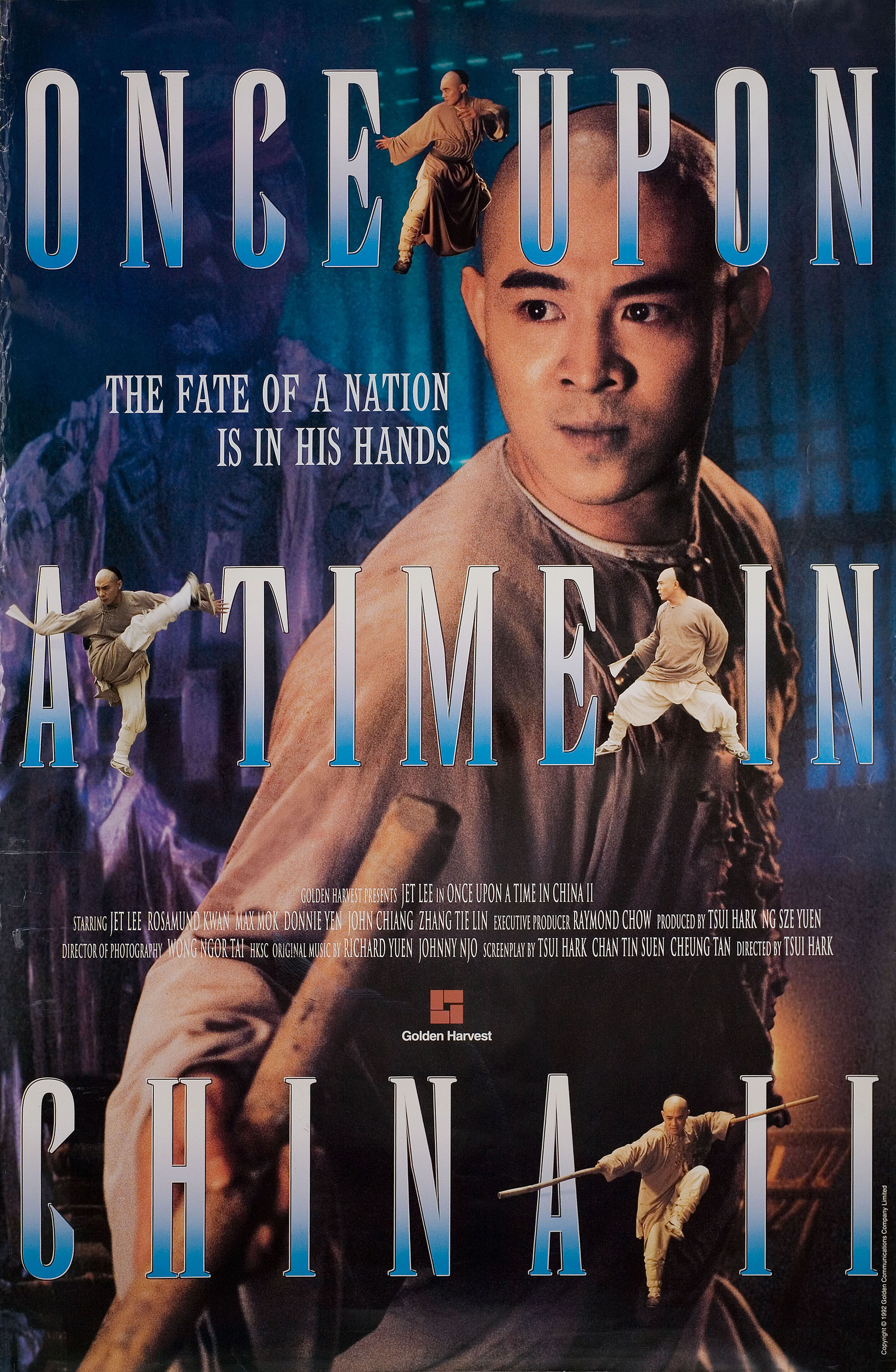 Однажды в Китае 2 (Once Upon a Time in China II, 1992), режиссёр Цуй Харк, гонконгский постер к фильму, 1992 год