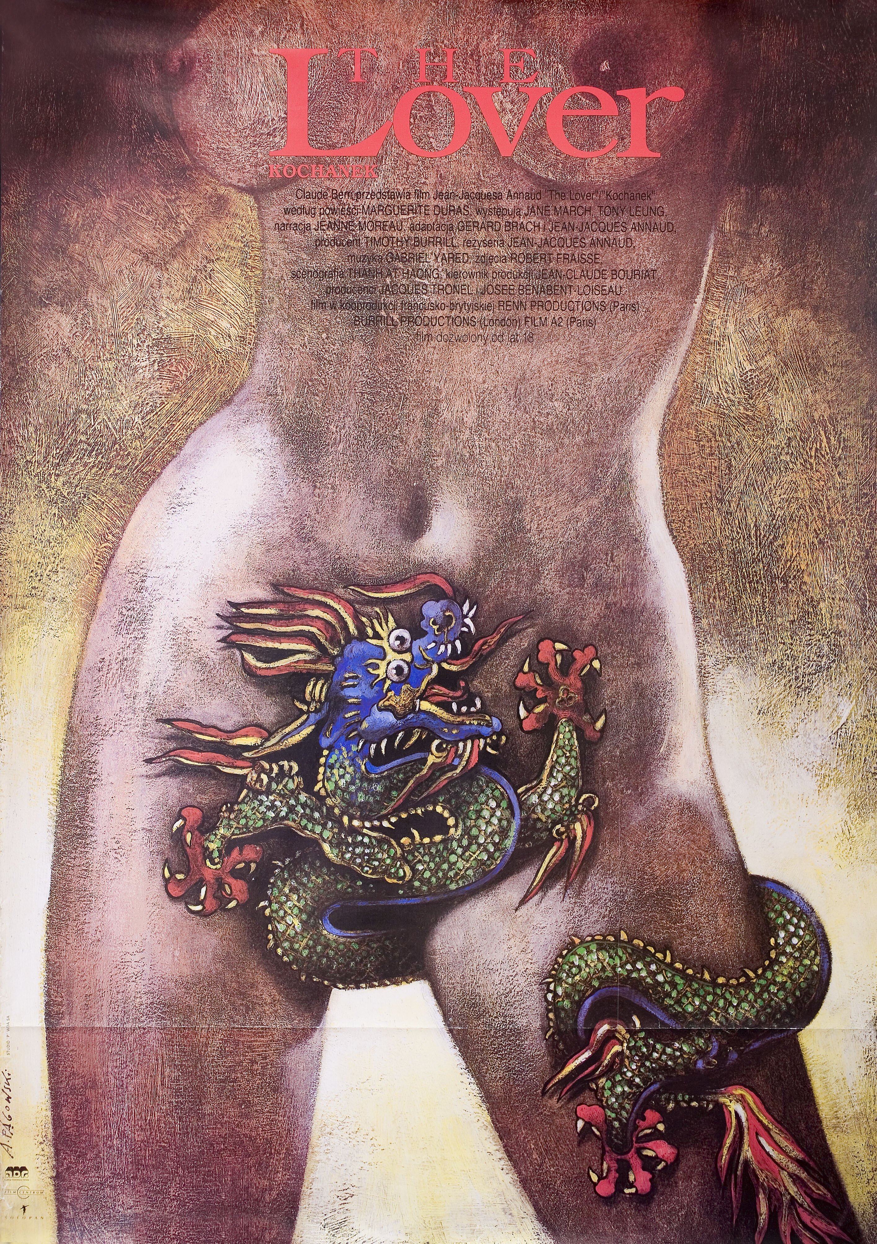 Любовник (The Lover, 1992), режиссёр Жан-Жак Анно, польский постер к фильму, автор Анджей Паговский, 1984 год