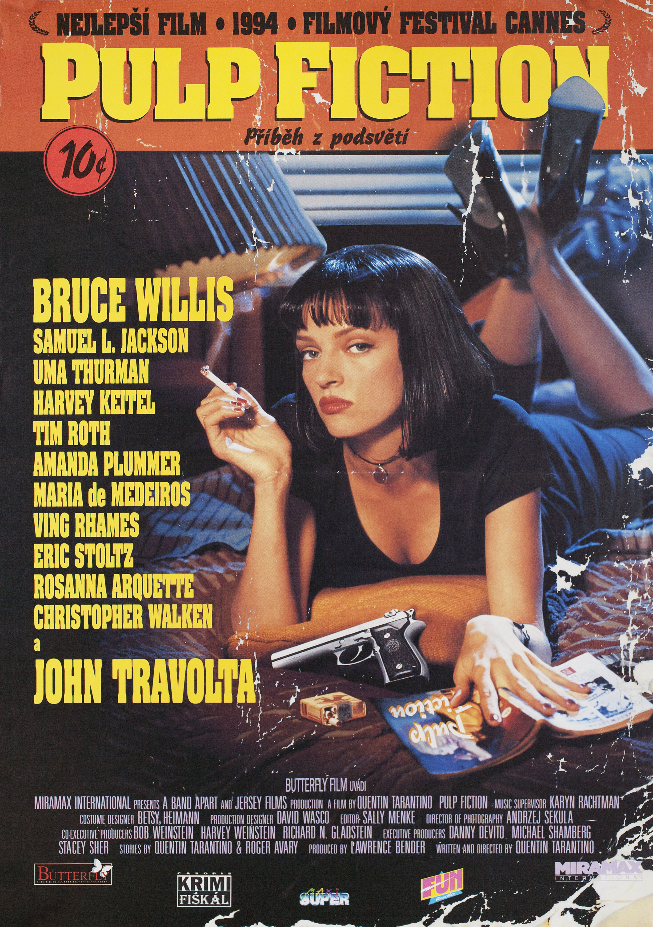 Криминальное чтиво (Pulp Fiction, 1994), режиссёр Квентин Тарантино, чешский постер к фильму, 1994 год