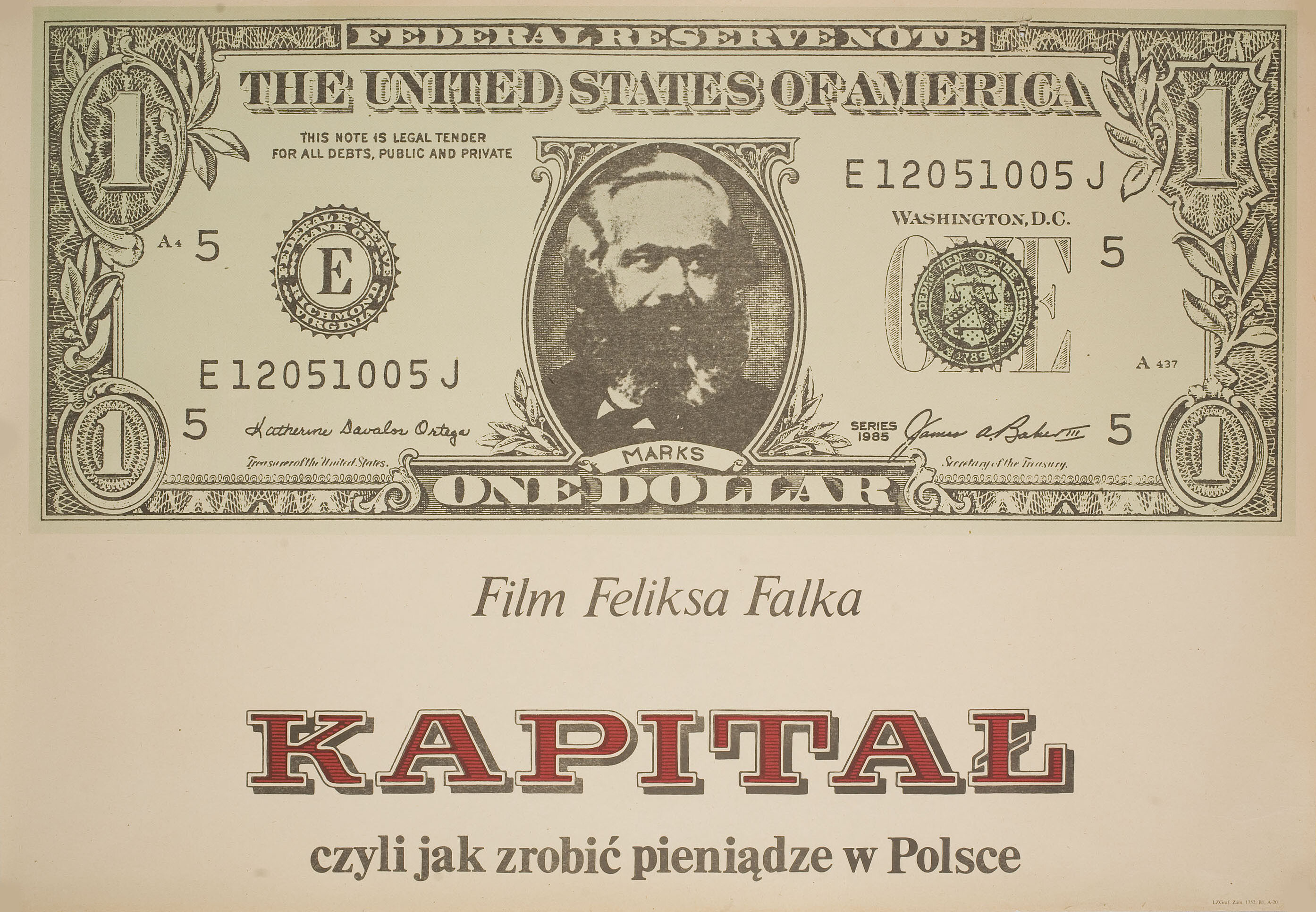 Капитал, или Как сделать деньги в Польше (Capital, or How to Make Money in Poland, 1990), режиссёр Феликс Фальк, польский постер к фильму, 1990 год