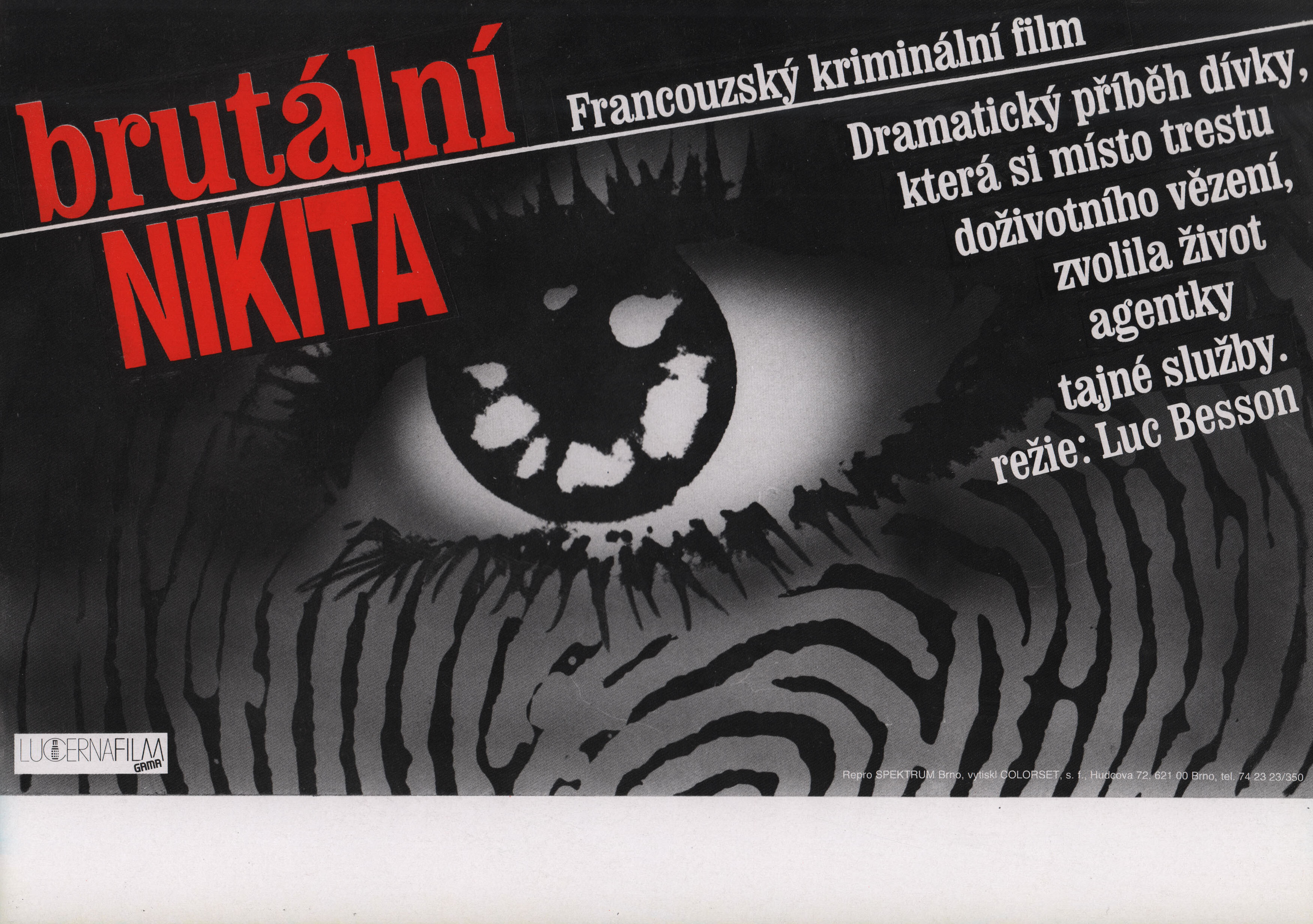 Никита (La Femme Nikita, 1990), режиссёр Люк Бессон, чешский постер к фильму, автор Ян Вебер, 1990 год