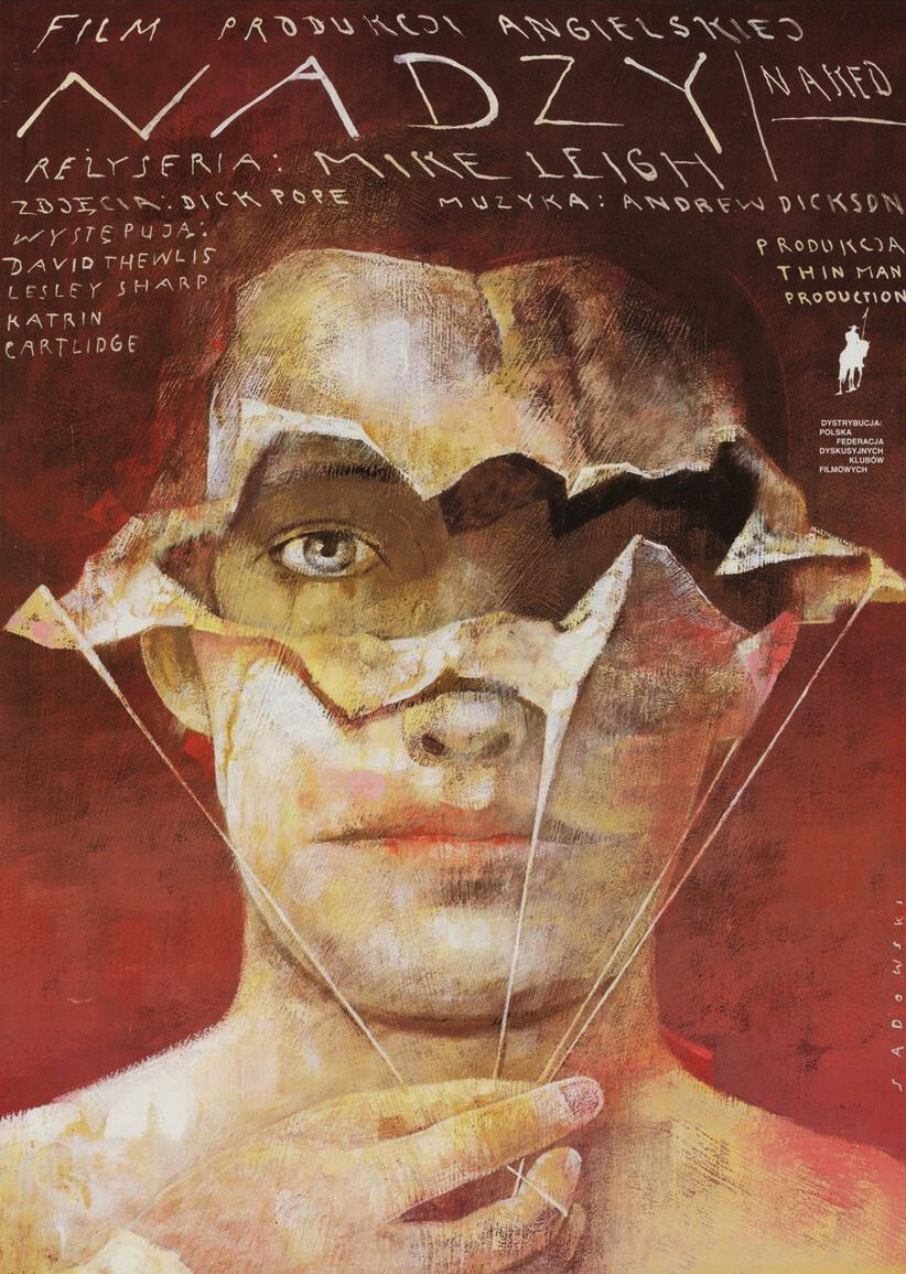 Обнаженная (Naked, 1993), режиссёр Майк Ли, польский постер к фильму, автор Виктор Садовский, 1995 год