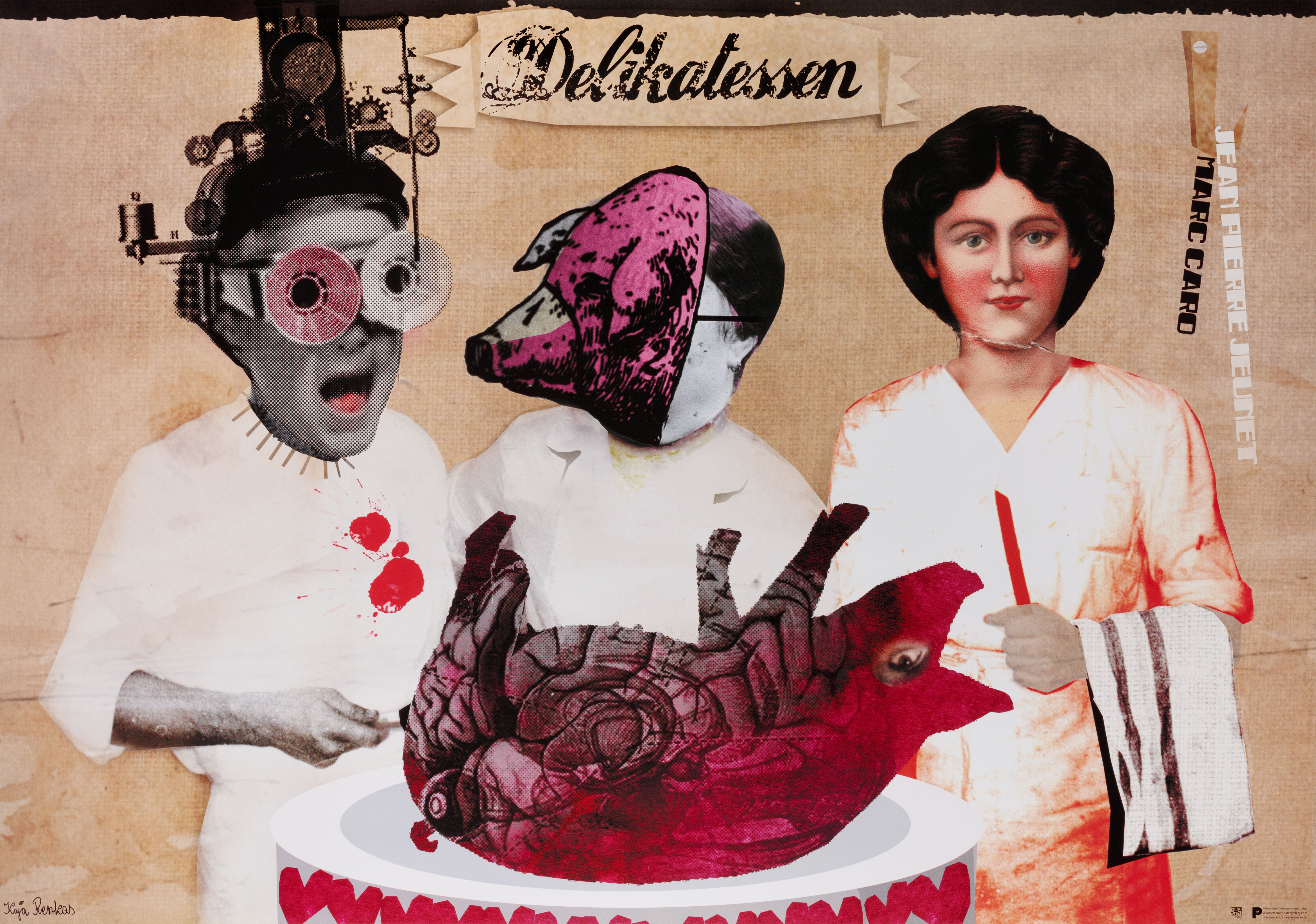 Деликатесы (Delicatessen, 1991), режиссёр Марк Каро, польский постер к фильму, автор Кая Ренкас, 2010 год